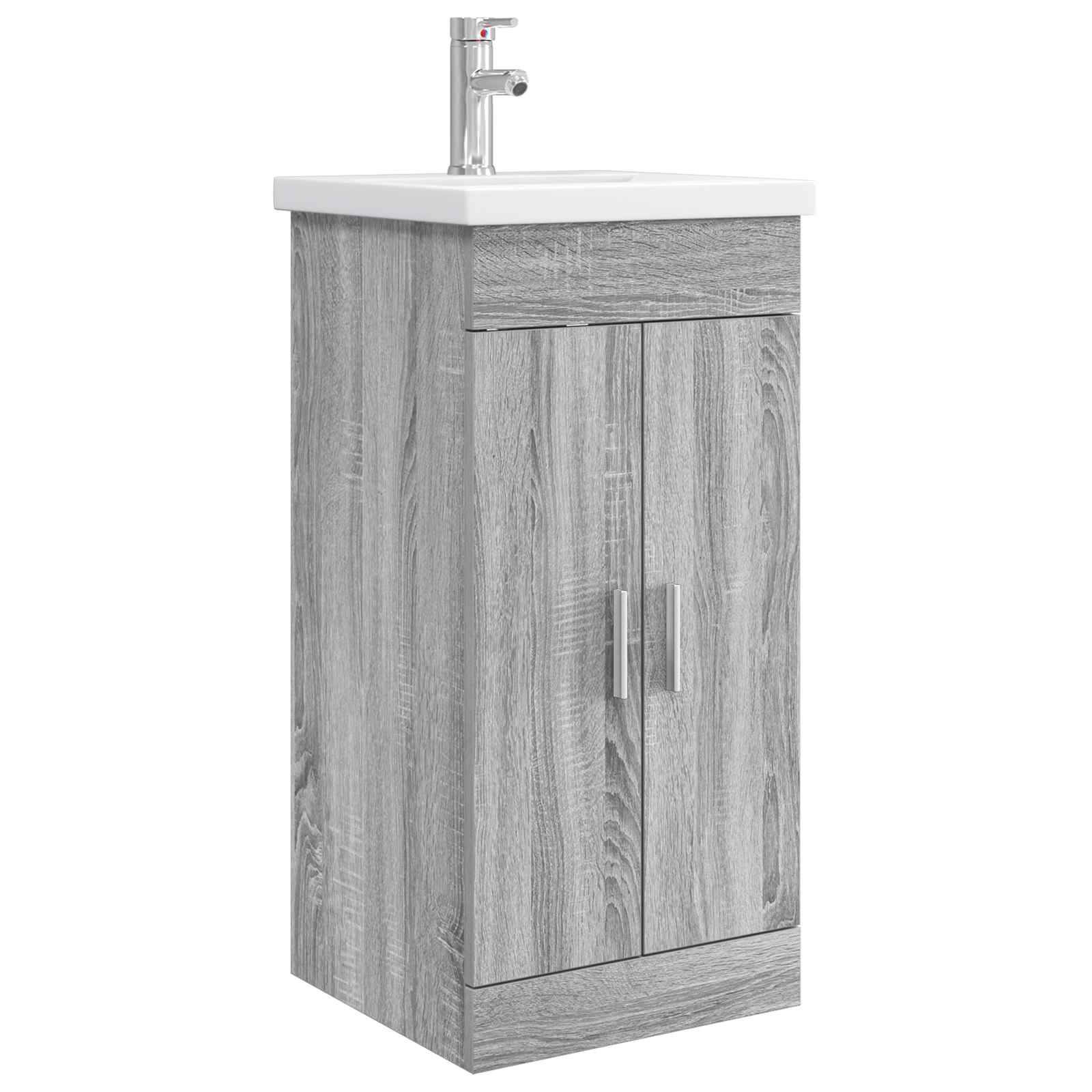 vidaXL Badezimmerschrank mit Waschbecken Grau Sonoma 42 x 40 x 84,5 cm