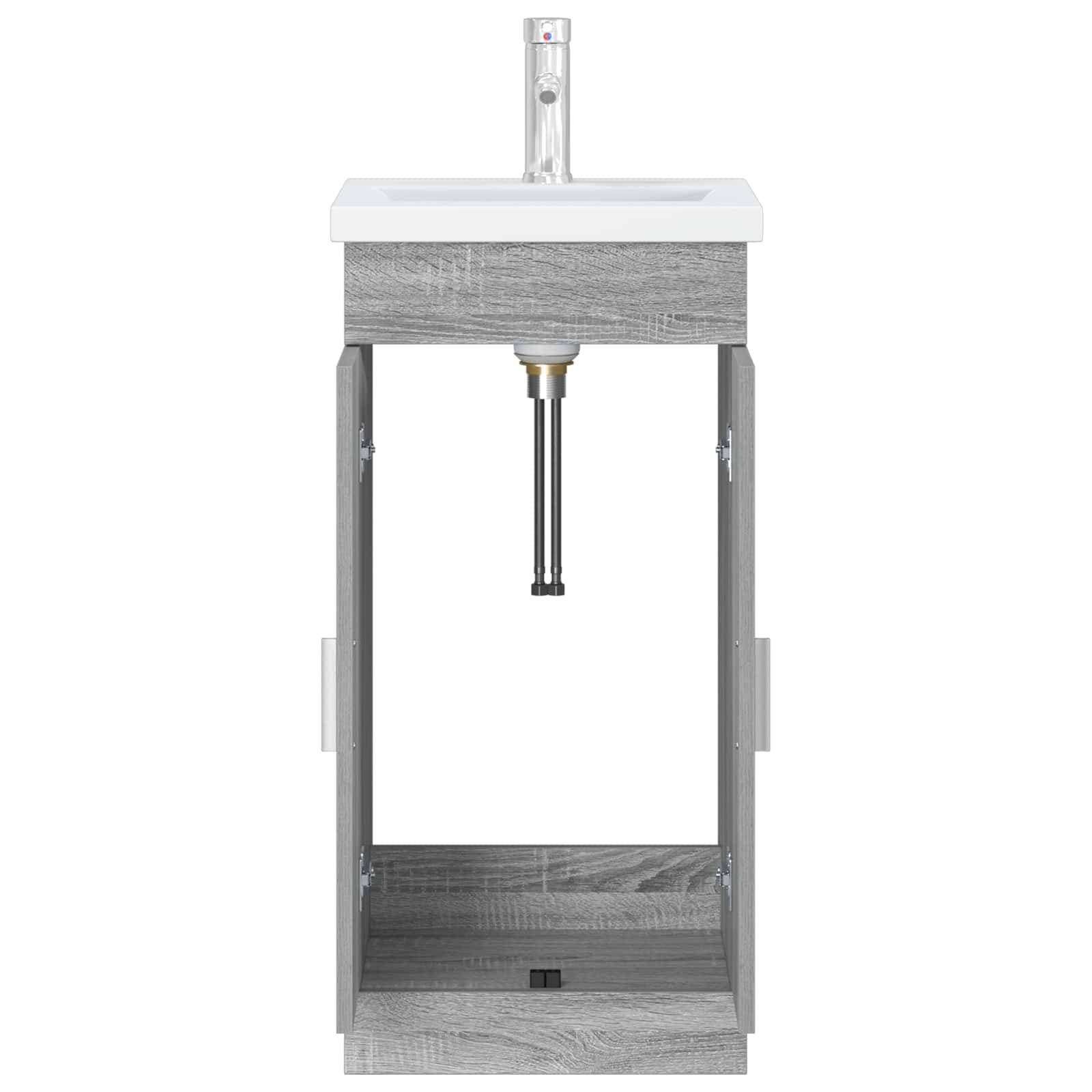 vidaXL Badezimmerschrank mit Waschbecken Grau Sonoma 42 x 40 x 84,5 cm
