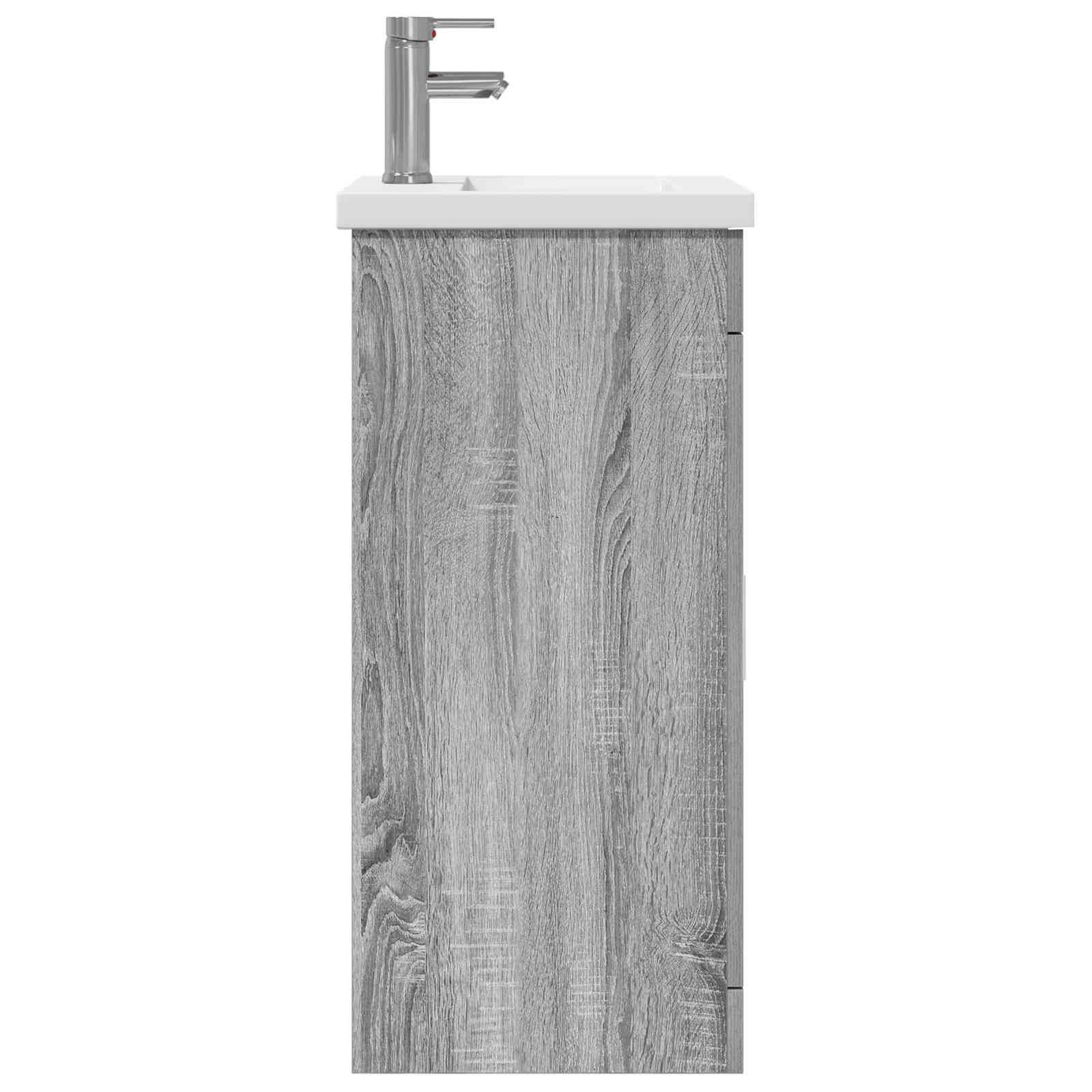 vidaXL Badezimmerschrank mit Waschbecken Grau Sonoma 42 x 40 x 84,5 cm