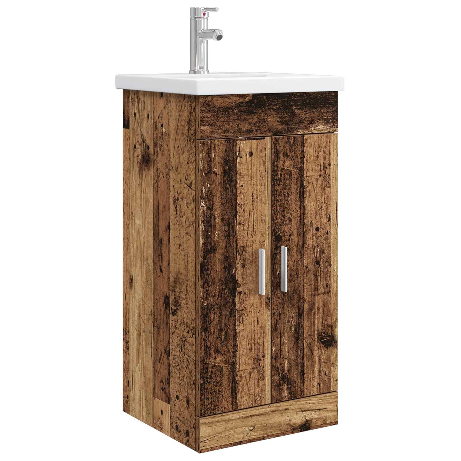vidaXL Badezimmerschrank mit Waschbecken Altholz 42 x 40 x 84,5 cm
