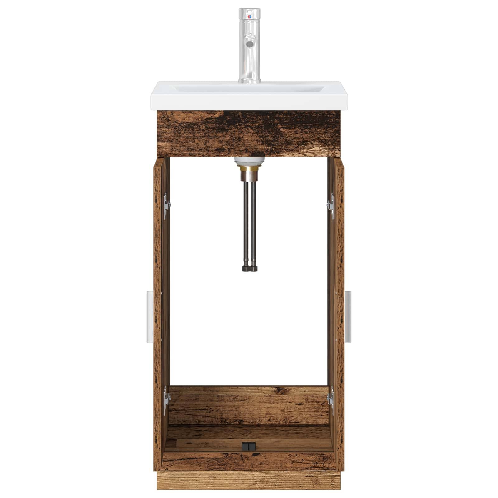 vidaXL Badezimmerschrank mit Waschbecken Altholz 42 x 40 x 84,5 cm