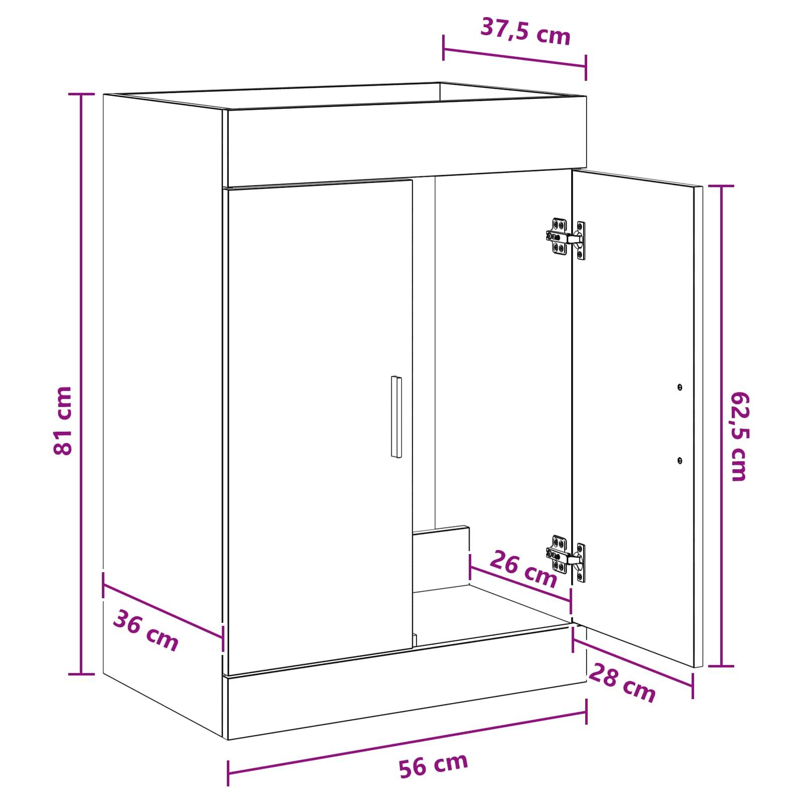 vidaXL Badunterschrank Weiß 56 x 37,5 x 81 cm Holzwerkstoff