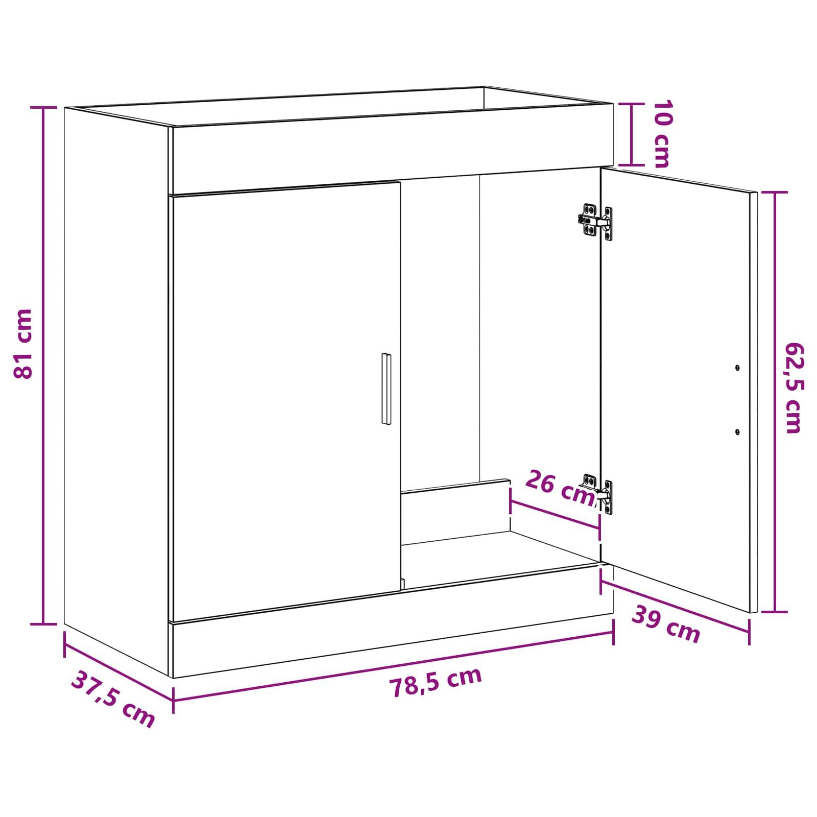 vidaXL Badunterschrank Weiß 78,5 x 37,5 x 81 cm Holzwerkstoff