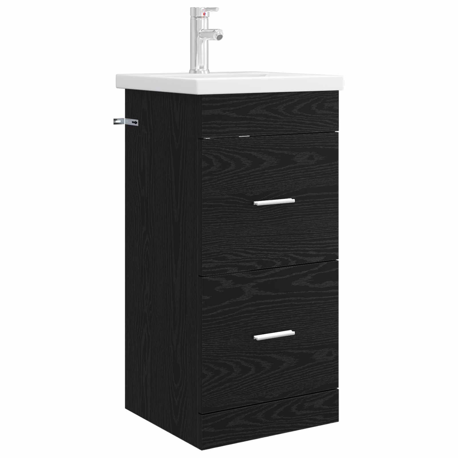 vidaXL Badezimmerschrank mit Waschbecken Schwarze Eiche