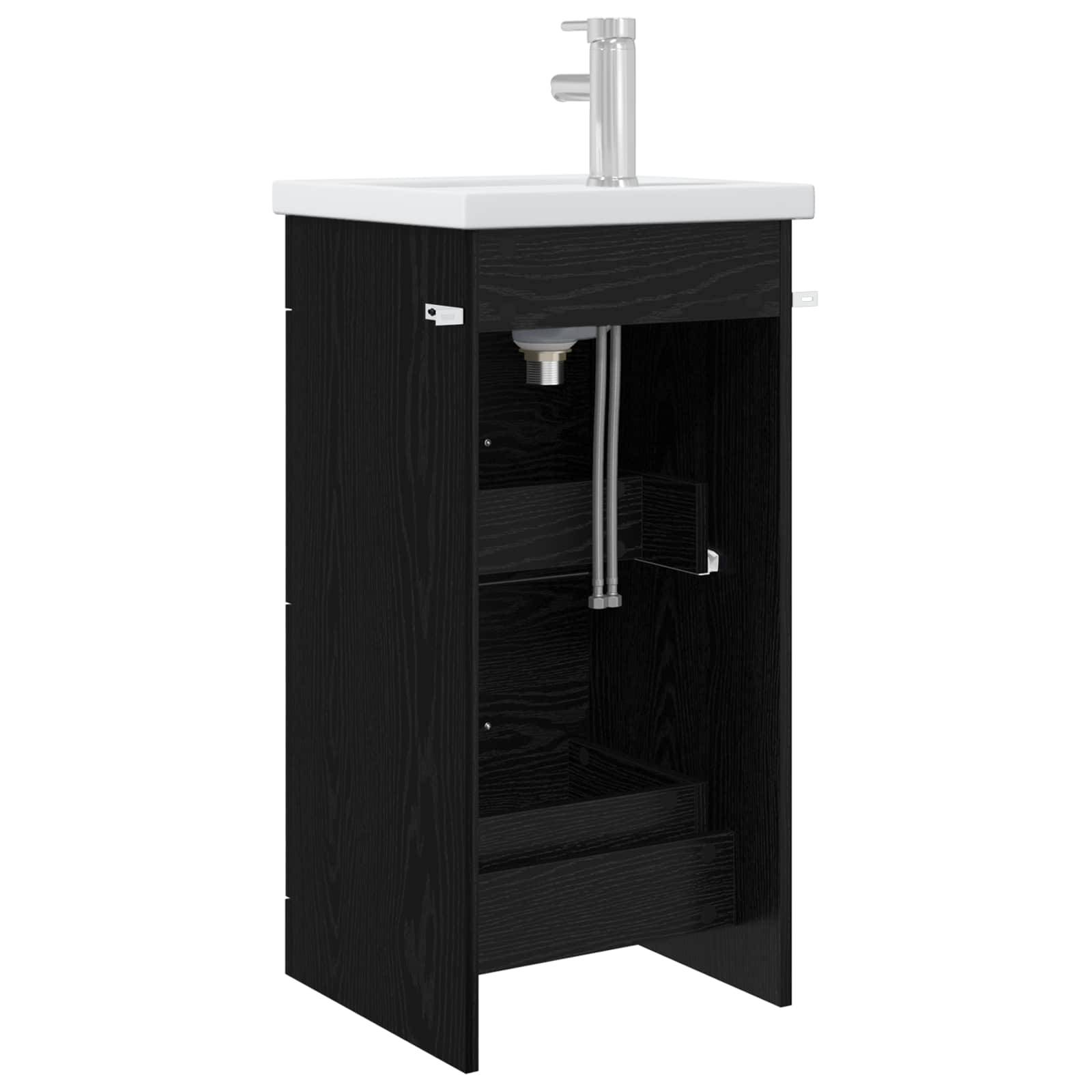 vidaXL Badezimmerschrank mit Waschbecken Schwarze Eiche