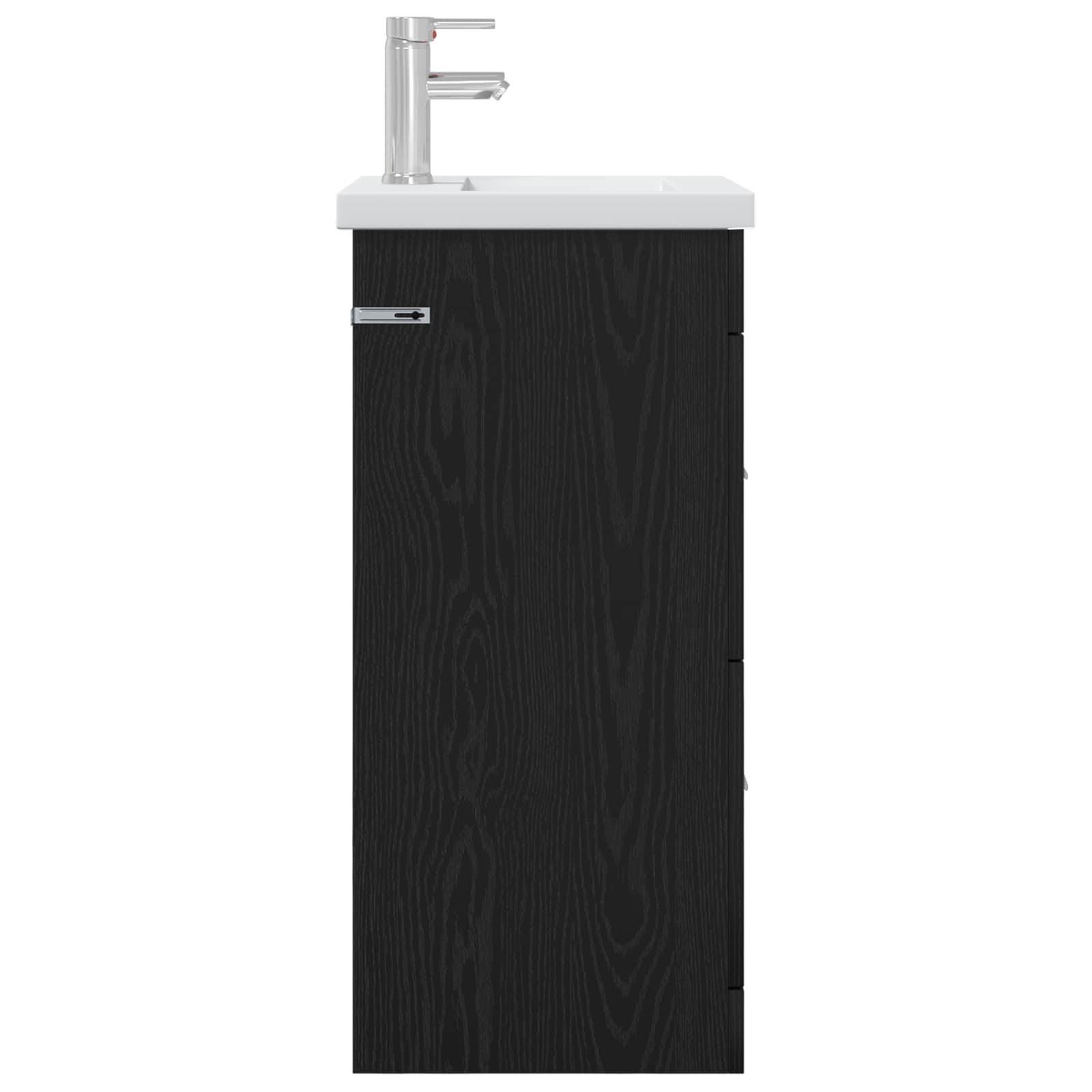vidaXL Badezimmerschrank mit Waschbecken Schwarze Eiche