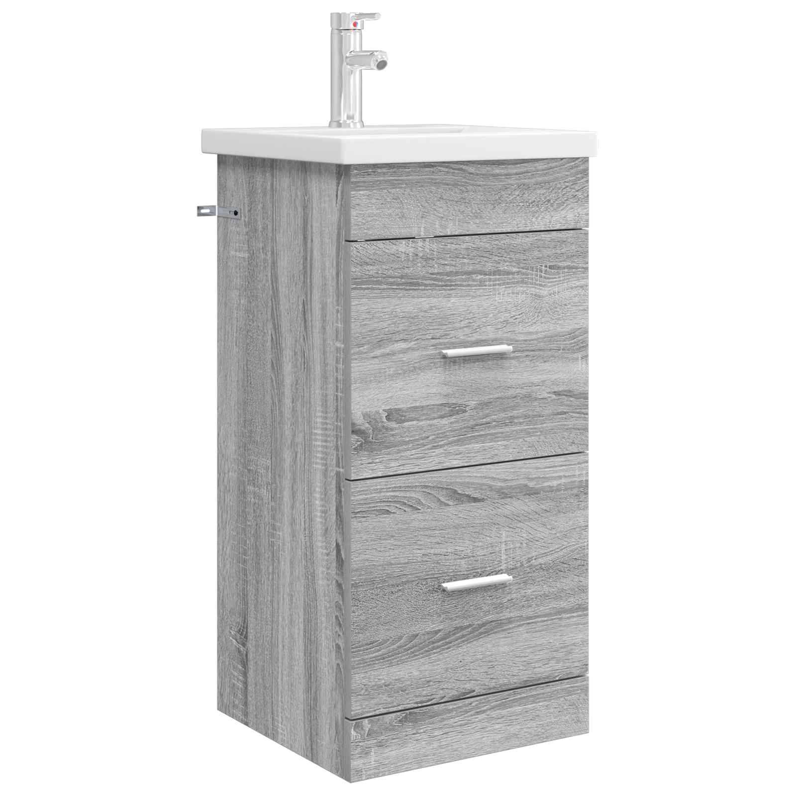 vidaXL Badezimmerschrank mit Waschbecken Grau Sonoma 42 x 40 x 84,5 cm