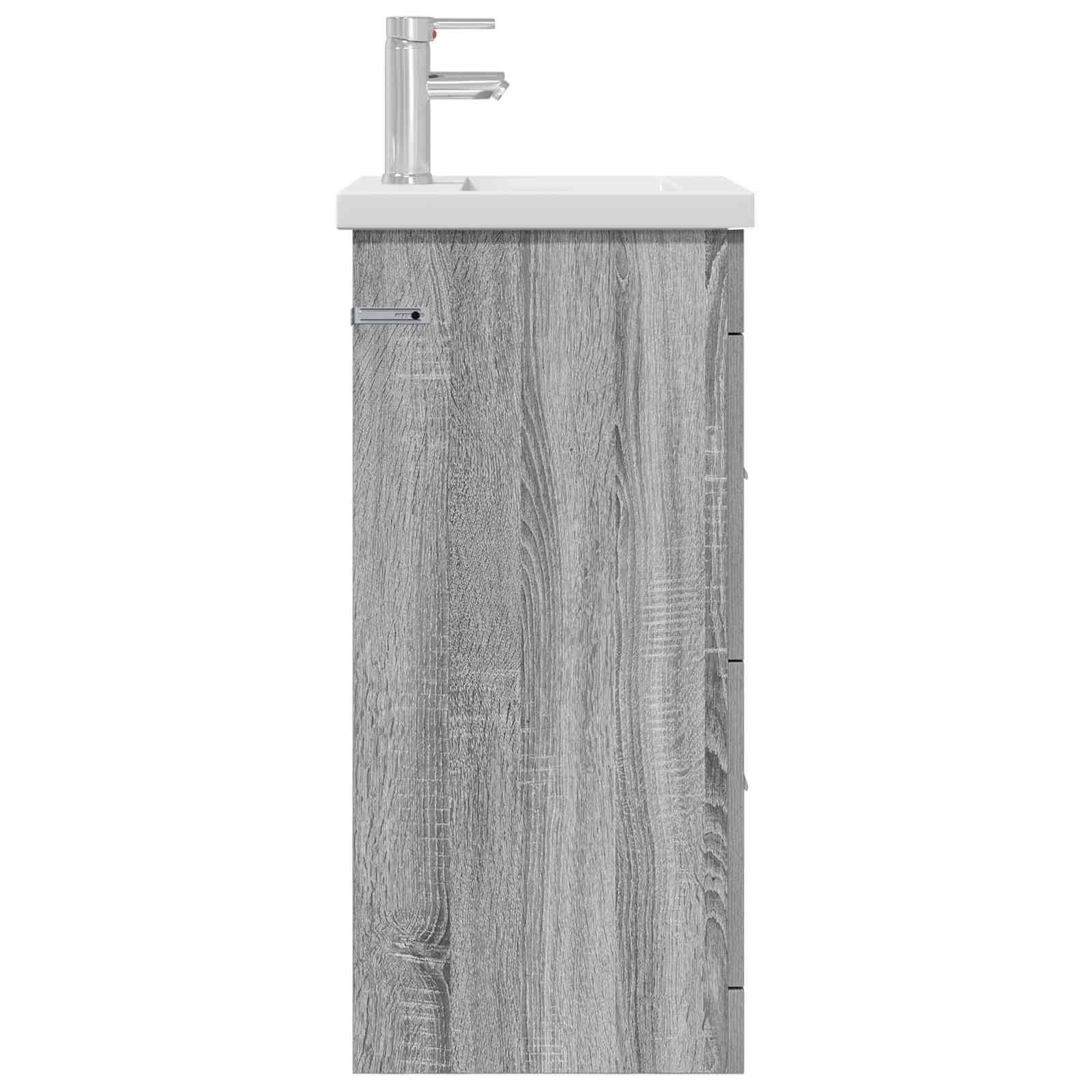 vidaXL Badezimmerschrank mit Waschbecken Grau Sonoma 42 x 40 x 84,5 cm
