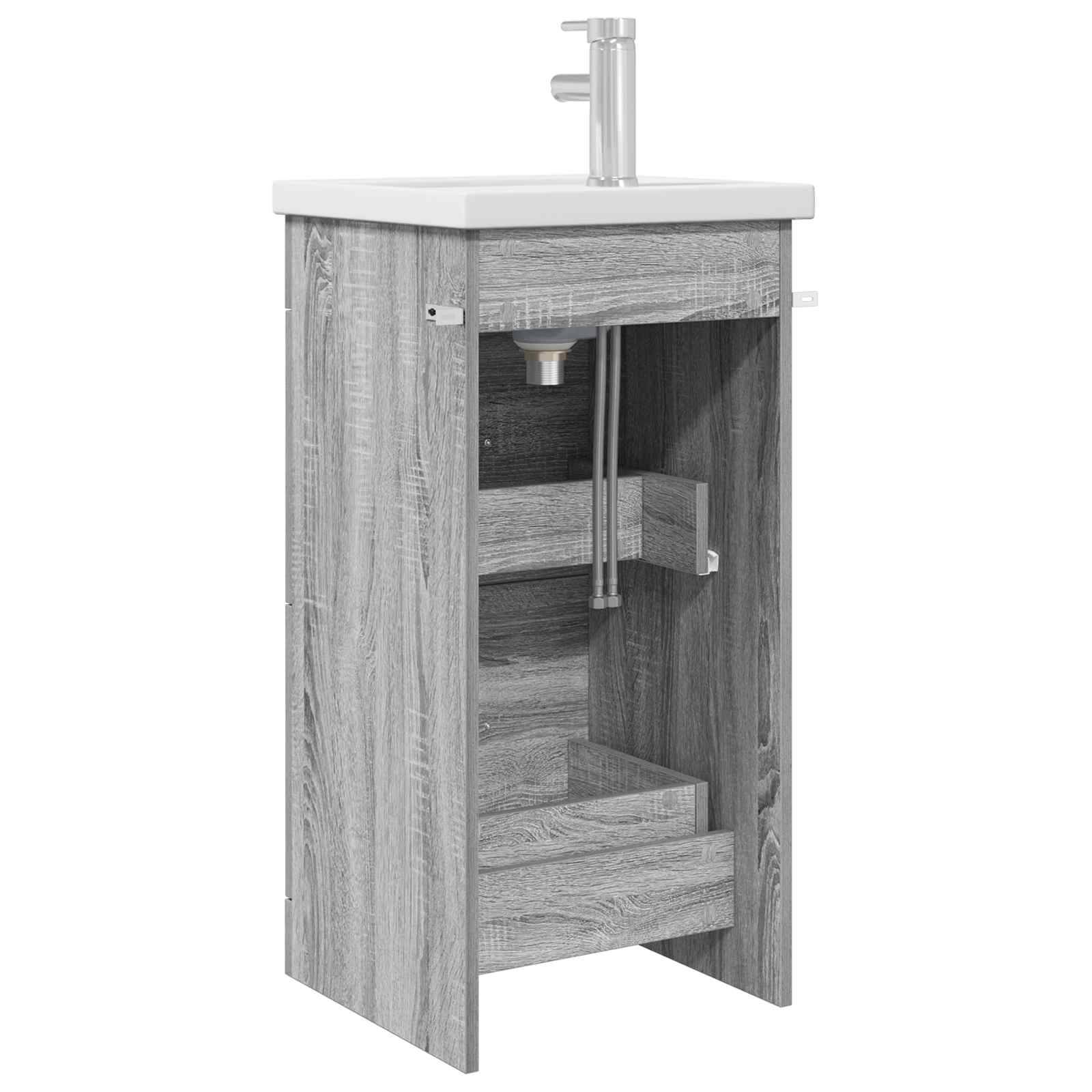 vidaXL Badezimmerschrank mit Waschbecken Grau Sonoma 42 x 40 x 84,5 cm