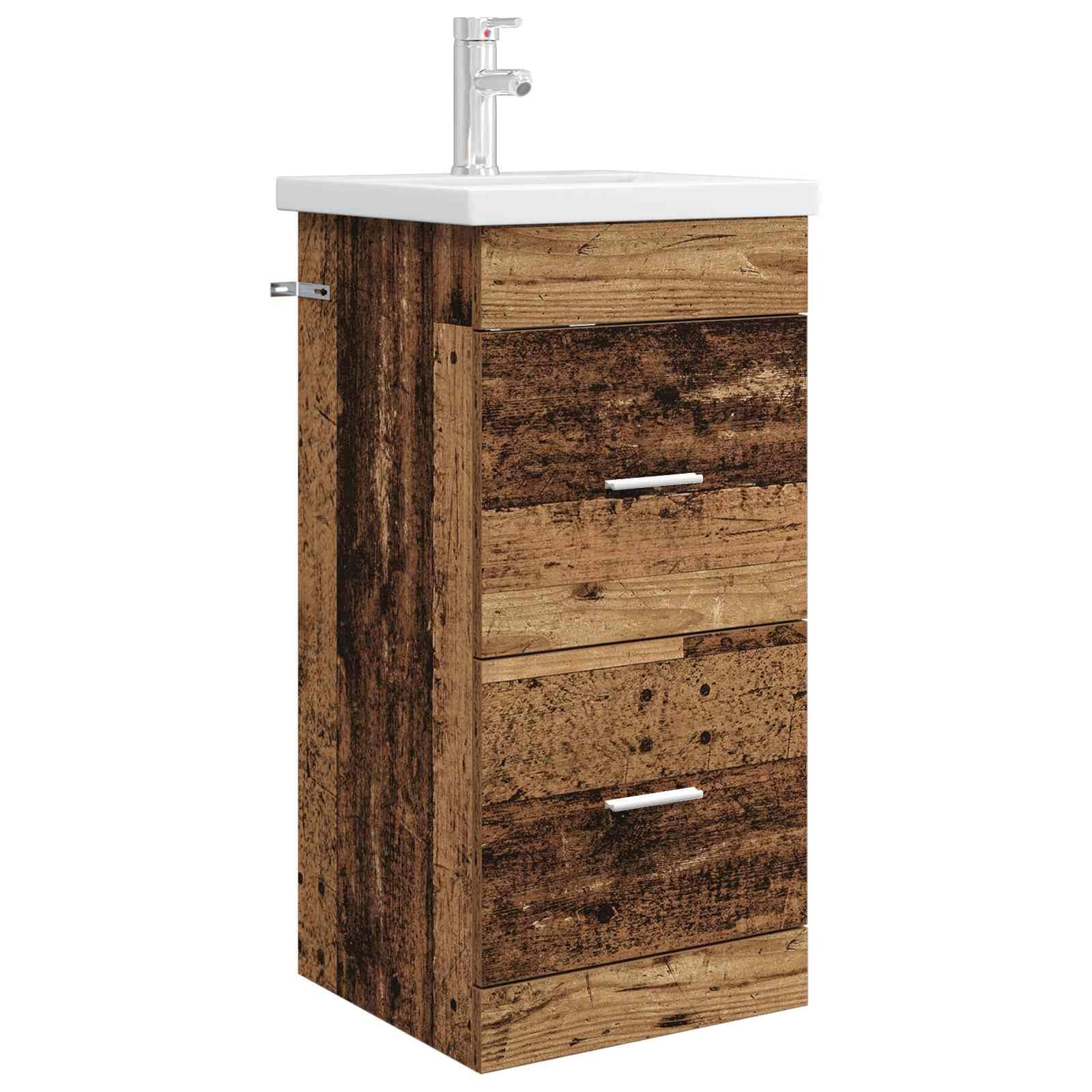 vidaXL Badezimmerschrank mit Waschbecken Altholz 42 x 40 x 84,5 cm
