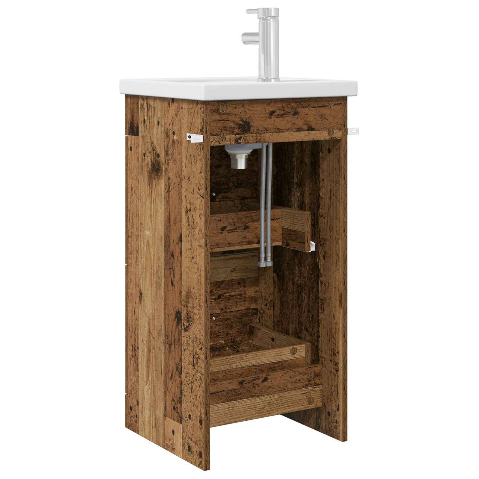 vidaXL Badezimmerschrank mit Waschbecken Altholz 42 x 40 x 84,5 cm