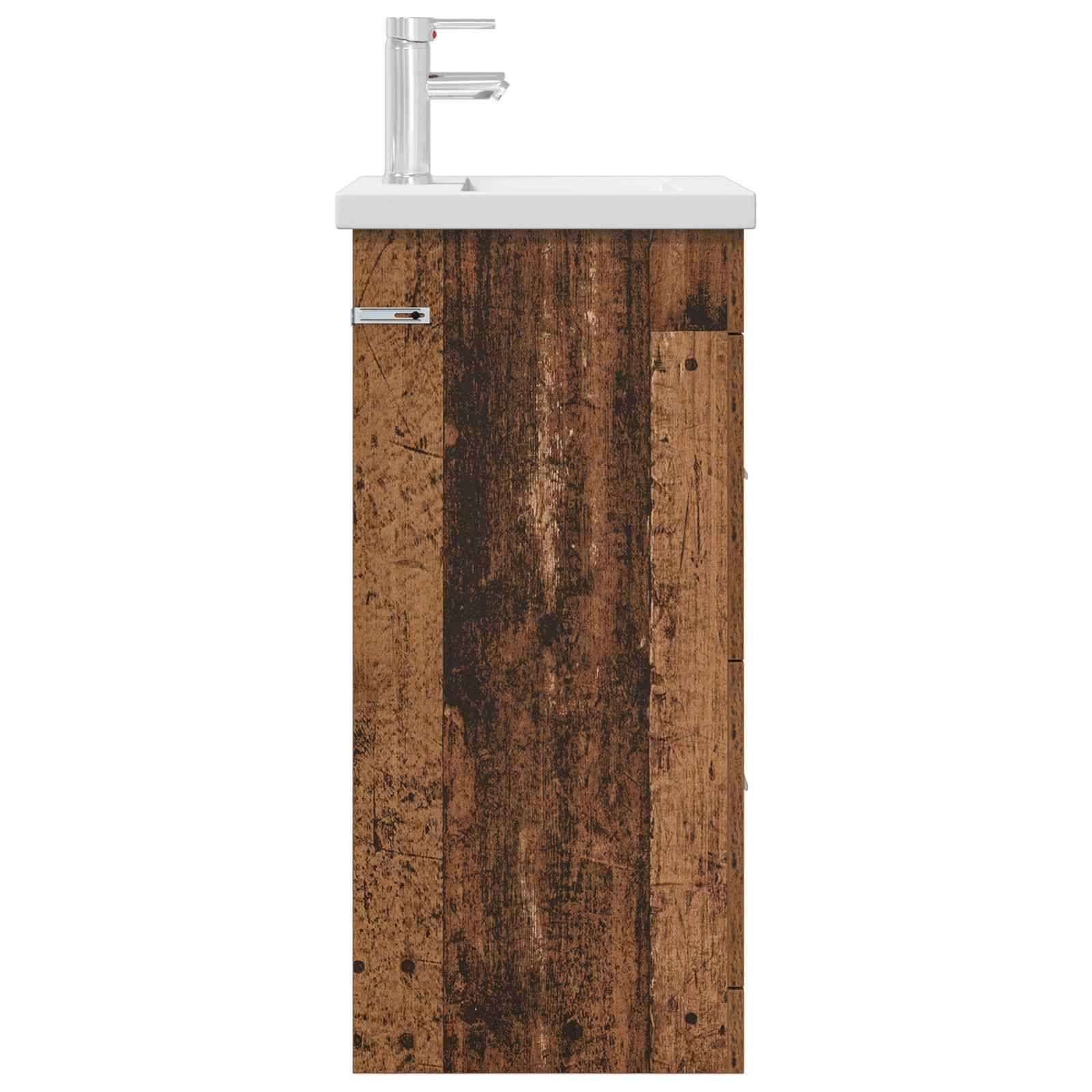 vidaXL Badezimmerschrank mit Waschbecken Altholz 42 x 40 x 84,5 cm