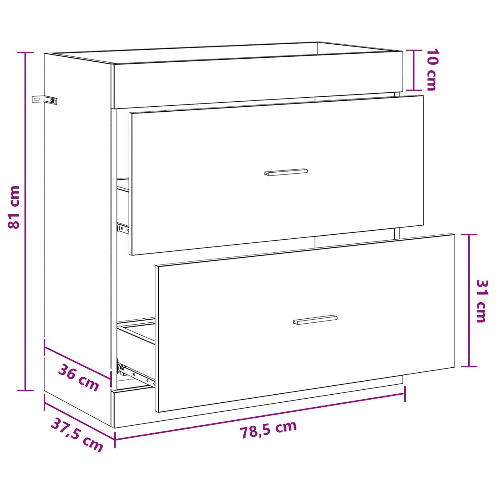 vidaXL Badunterschrank Weiß 78,5 x 37,5 x 81 cm Holzwerkstoff