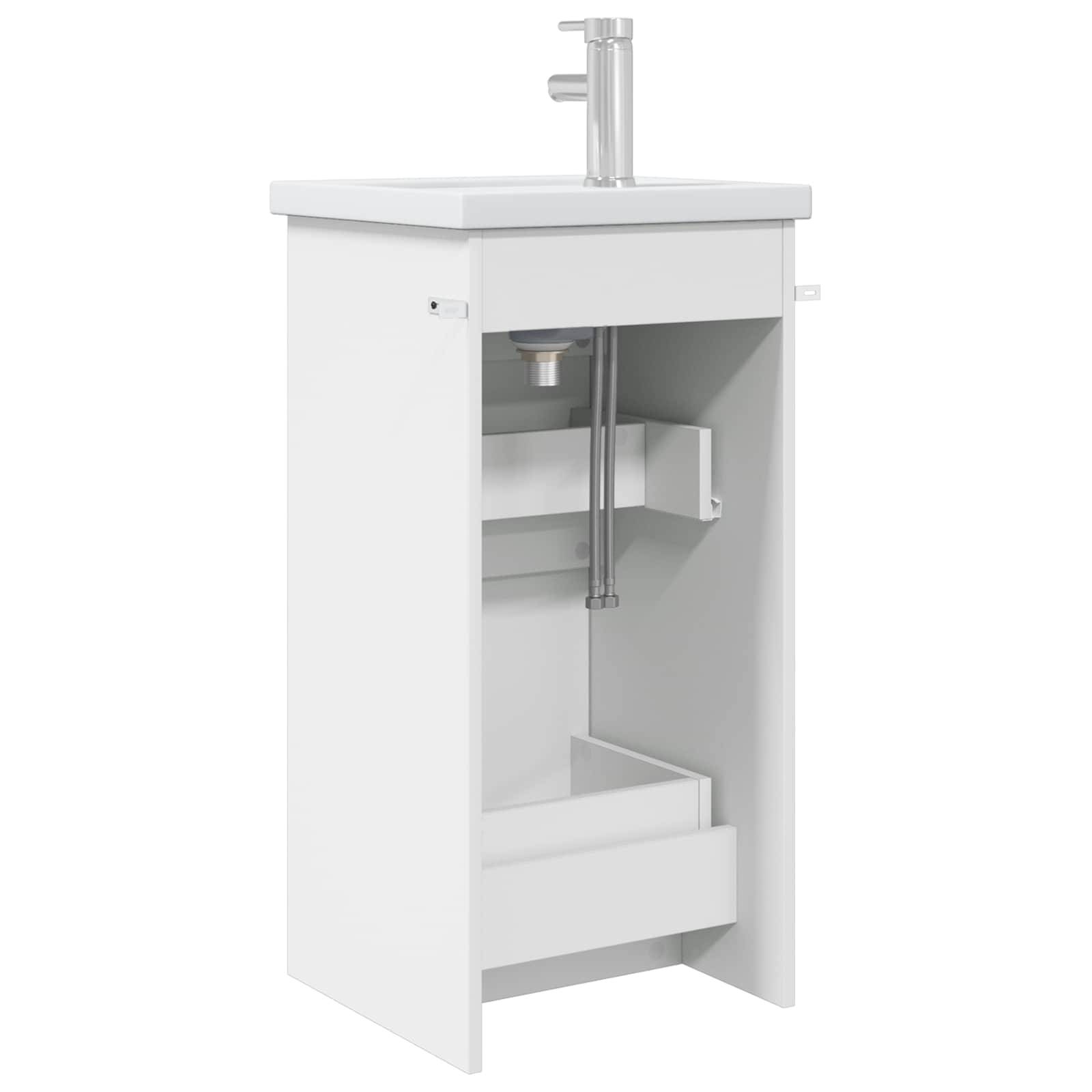 vidaXL Badezimmerschrank mit Waschbecken Weiß 42 x 40 x 84,5 cm