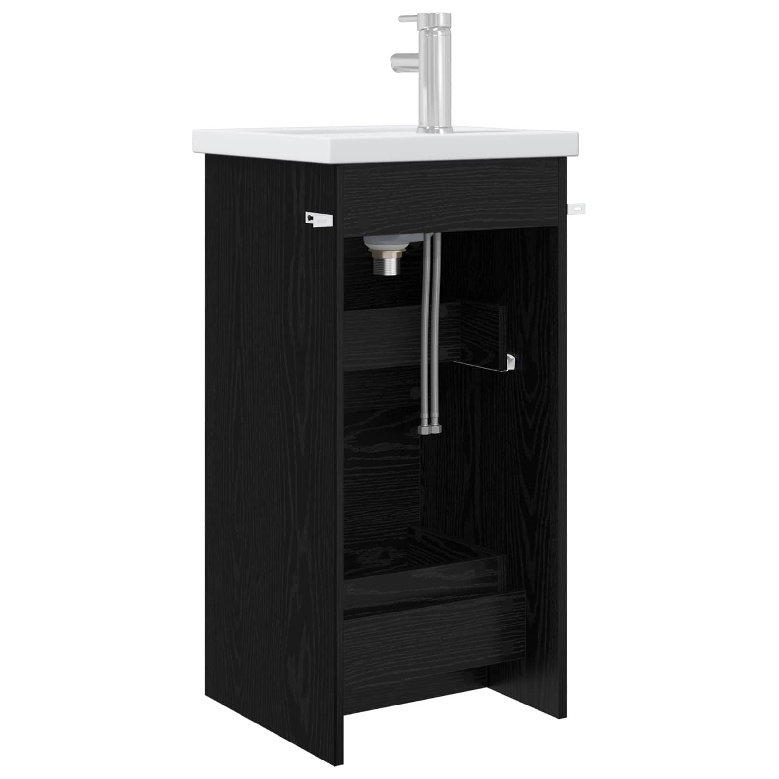 vidaXL Badezimmerschrank mit Waschbecken Schwarze Eiche