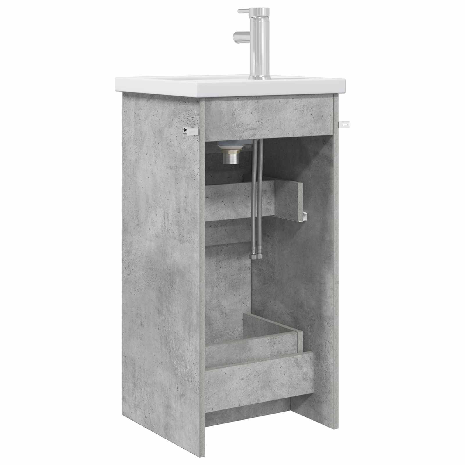 vidaXL Badezimmerschrank mit Waschbecken Betongrau 42 x 40 x 84,5 cm