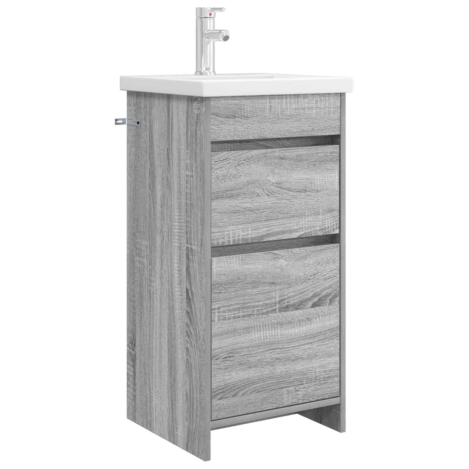 vidaXL Badezimmerschrank mit Waschbecken Grau Sonoma 42 x 40 x 84,5 cm