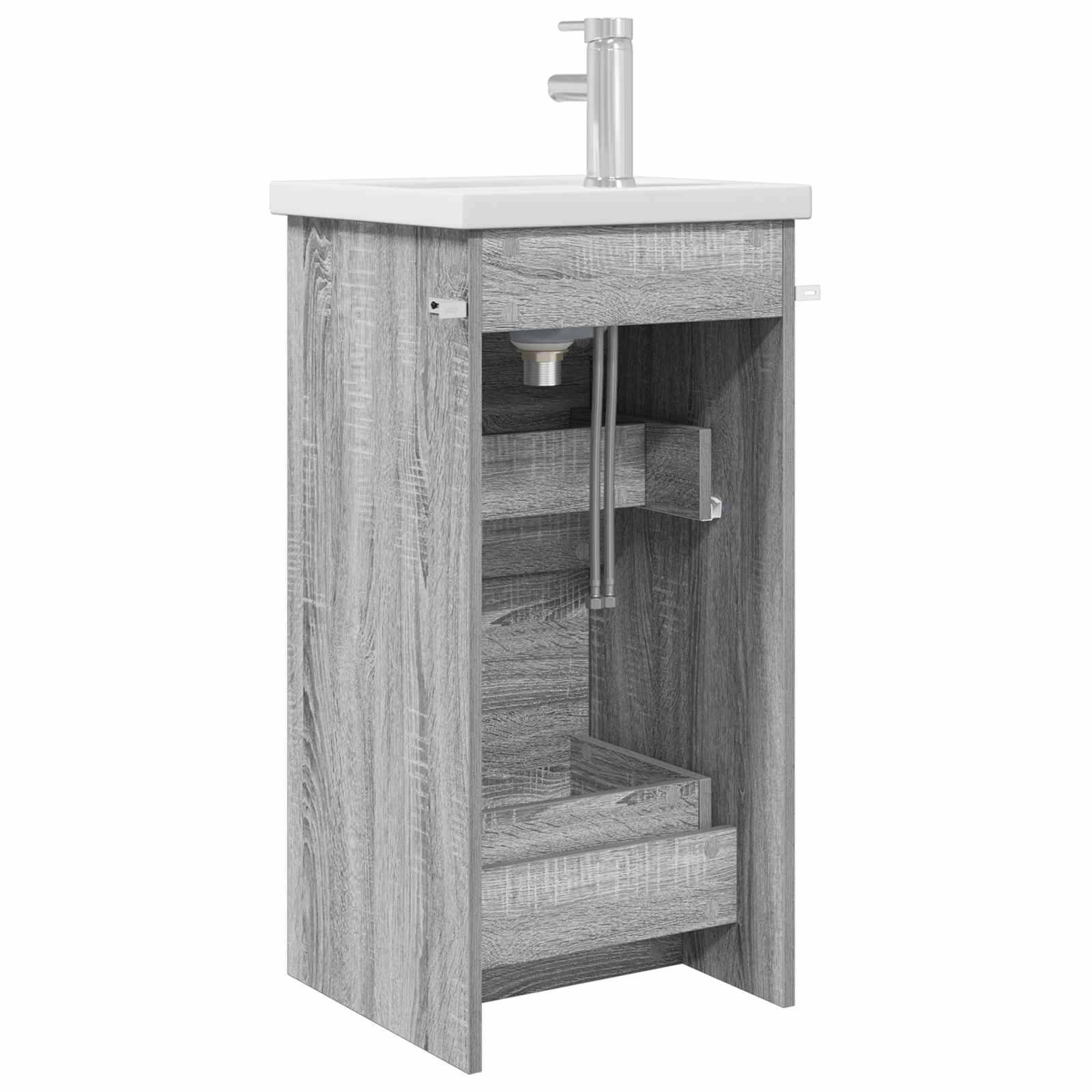 vidaXL Badezimmerschrank mit Waschbecken Grau Sonoma 42 x 40 x 84,5 cm