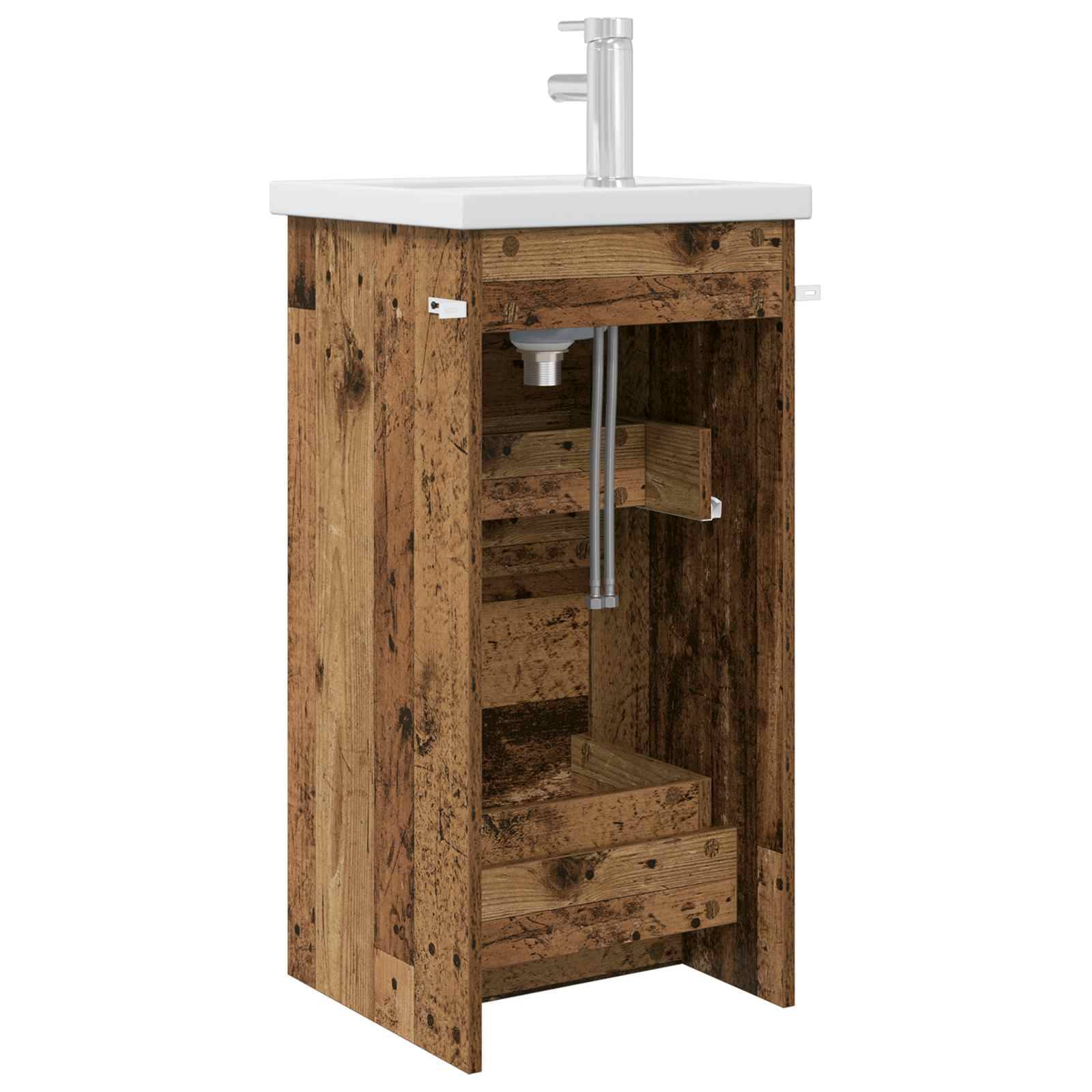 vidaXL Badezimmerschrank mit Waschbecken Altholz 42 x 40 x 84,5 cm