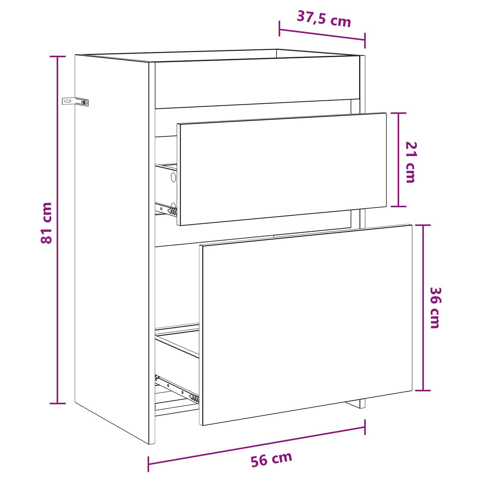 vidaXL Badunterschrank Weiß 56 x 37,5 x 81 cm Holzwerkstoff