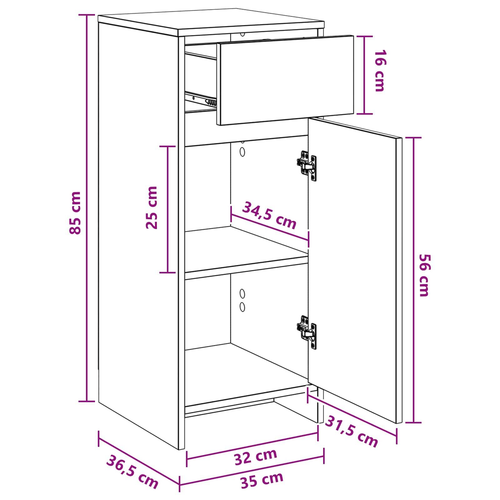 vidaXL Badezimmerschrank Weiß 35 x 36,5 x 85 cm Holzwerkstoff
