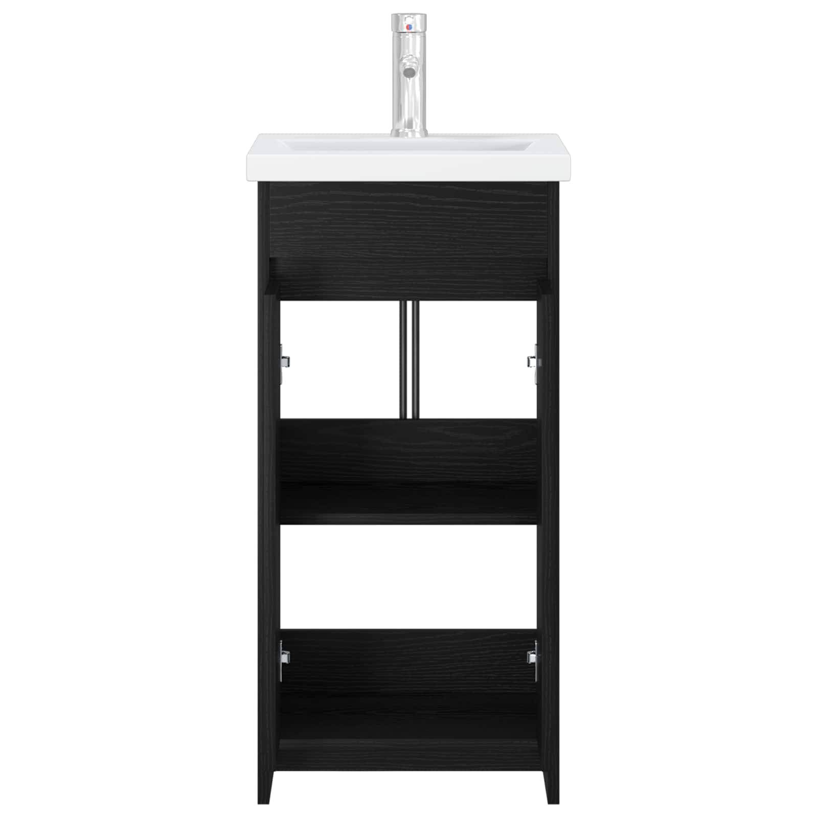 vidaXL Badezimmerschrank mit Waschbecken Schwarze Eiche