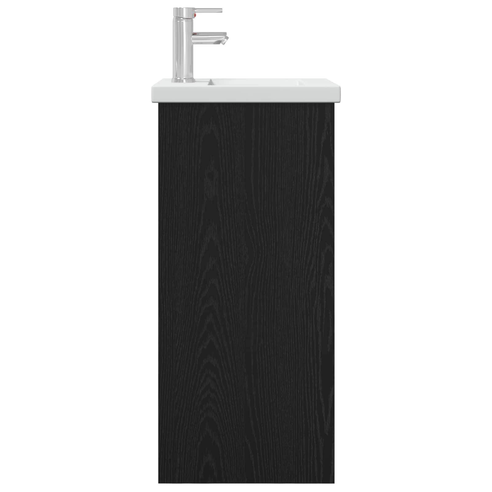 vidaXL Badezimmerschrank mit Waschbecken Schwarze Eiche