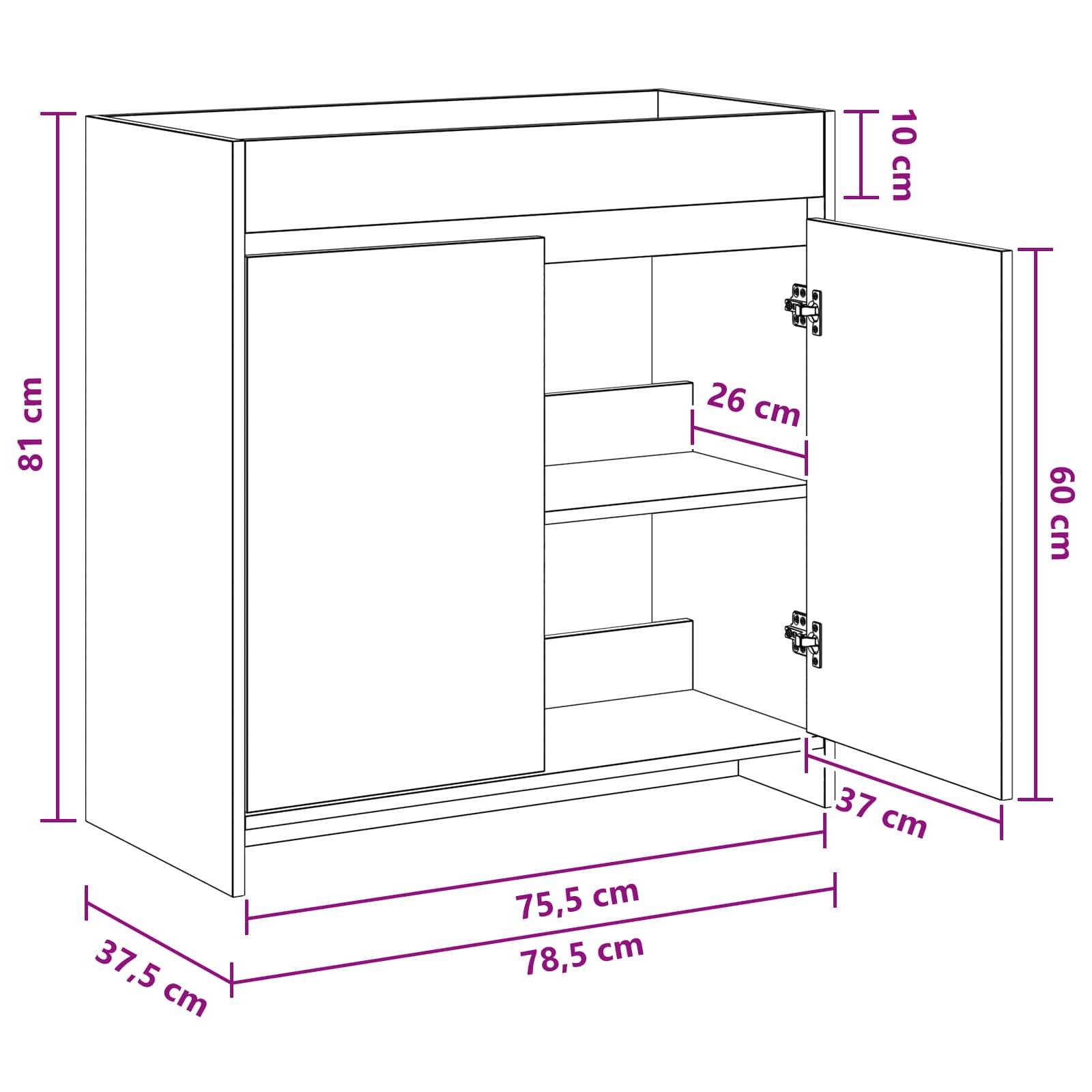 vidaXL Badunterschrank Weiß 78,5 x 37,5 x 81 cm Holzwerkstoff