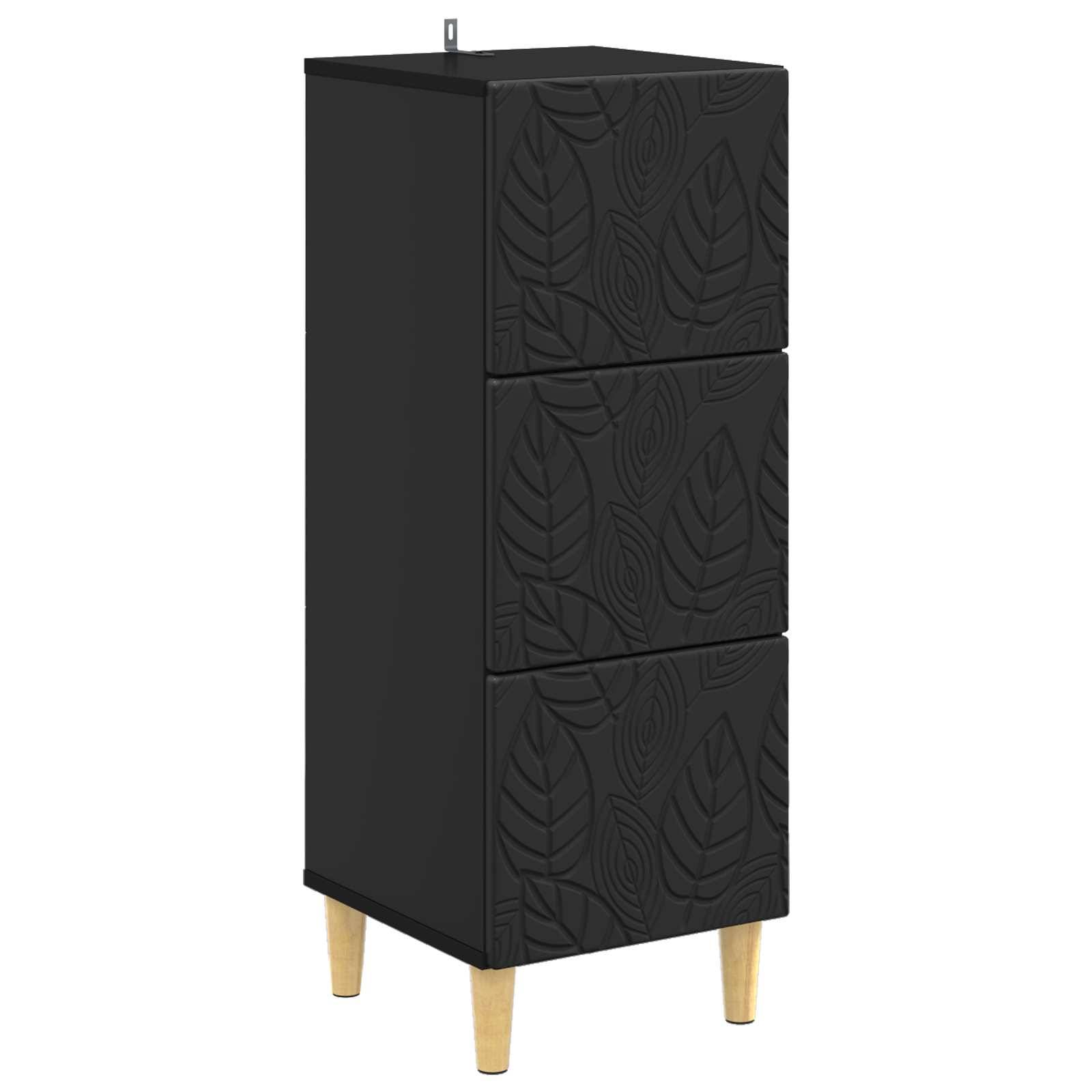 vidaXL Schubladenschrank Schwarz 33 x 34,5 x 90 cm Holzwerkstoff