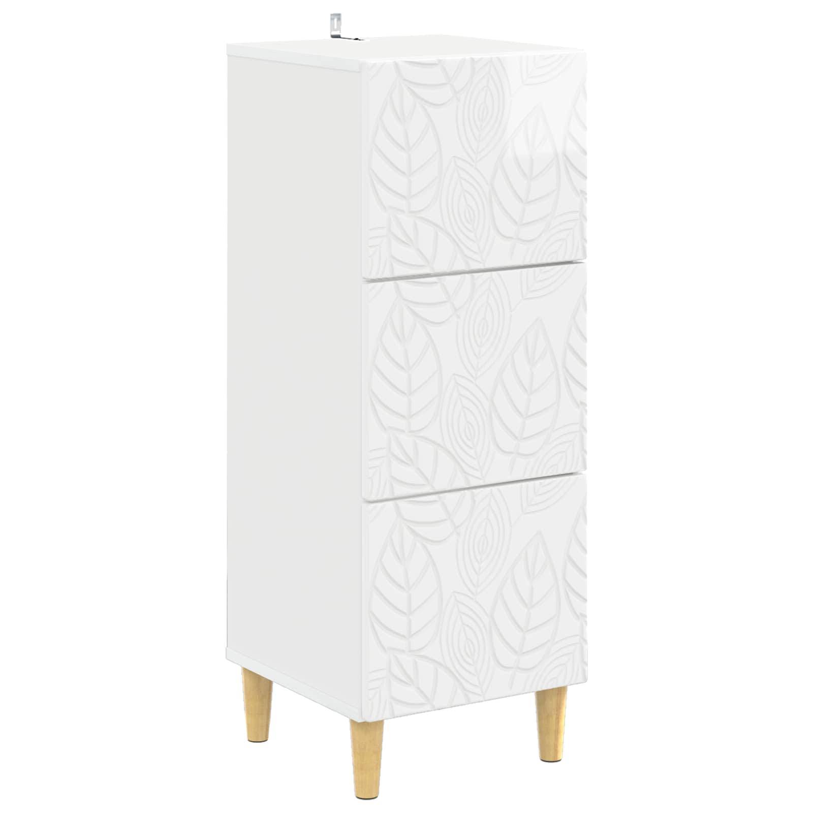 vidaXL Schubladenschrank Hochglanz Weiß 33 x 34,5 x 90 cm