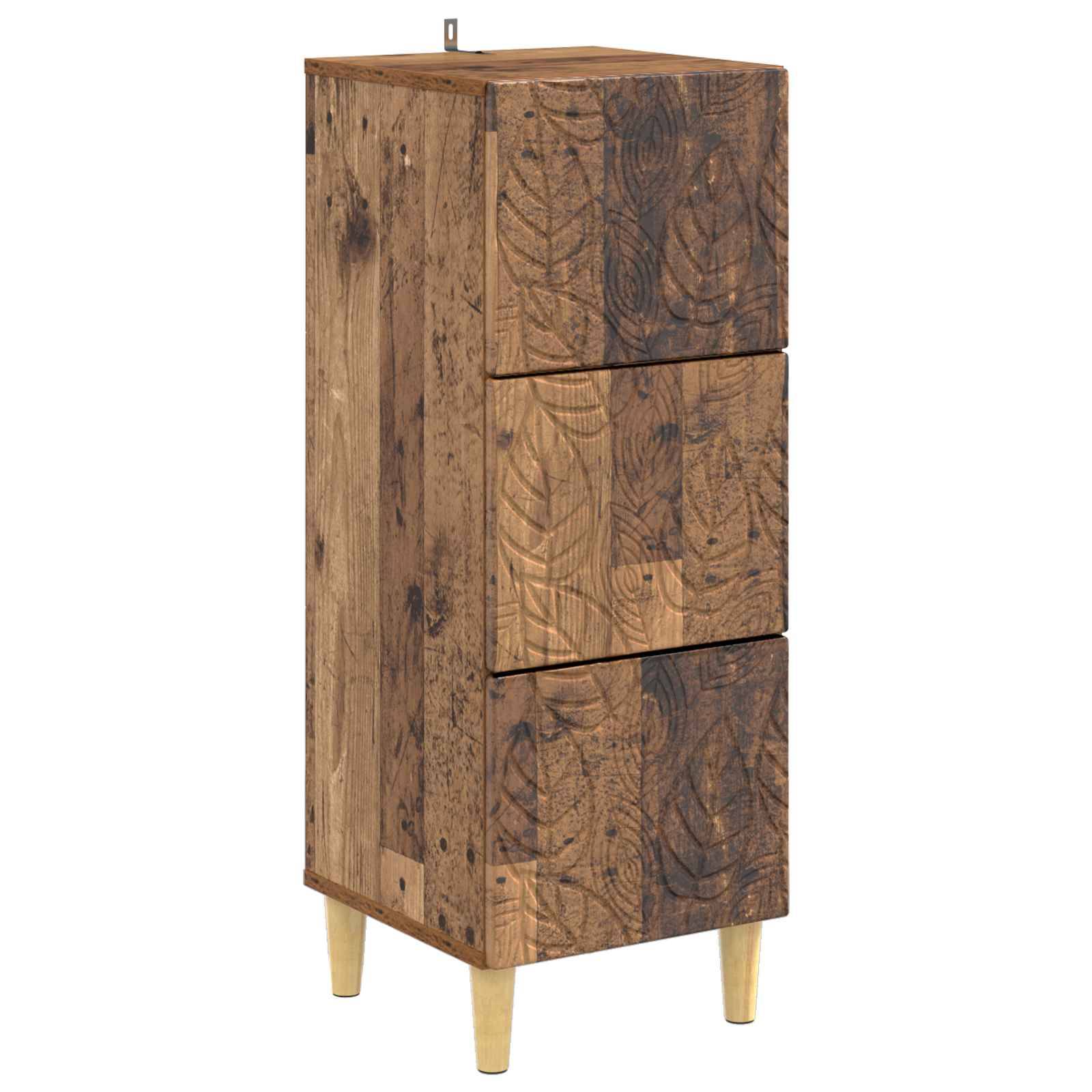 vidaXL Schubladenschrank Altholz 33 x 34,5 x 90 cm Holzwerkstoff