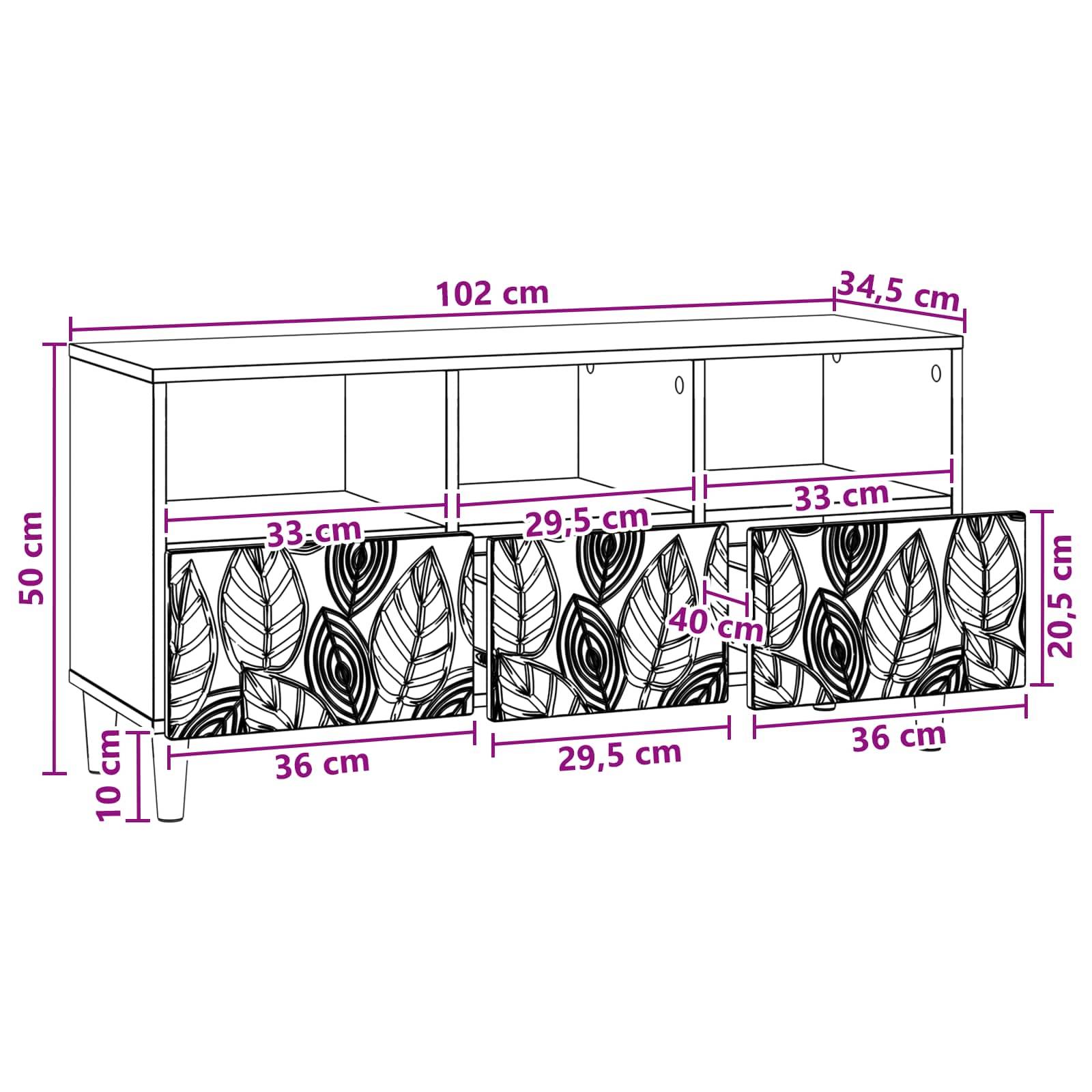 vidaXL TV-Schränk 102 x 34,5 x 50 cm Weiß Holzwerkstoff