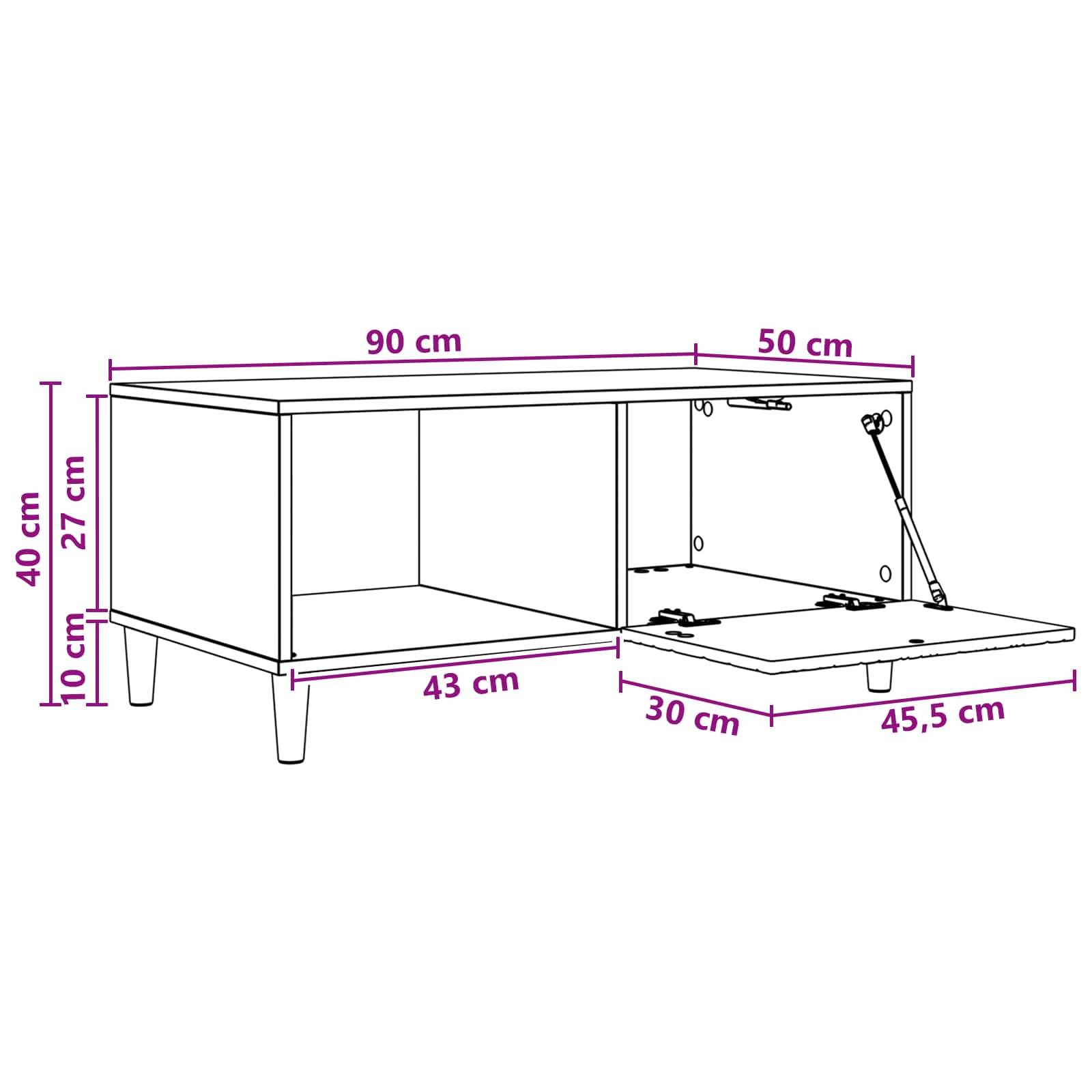 vidaXL Couchtisch Geräucherte Eiche 90 x 50 x 40 cm Holzwerkstoff