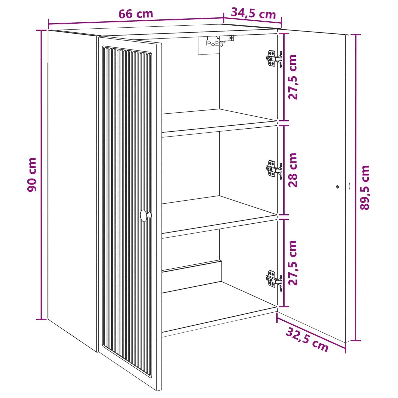 vidaXL Wandschrank Weiß 66 x 34,5 x 90 cm Holzwerkstoff