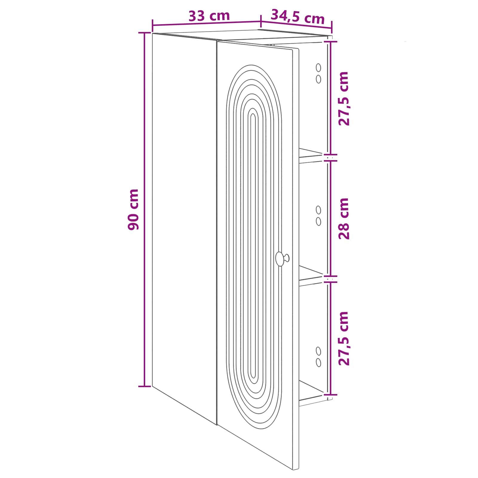 vidaXL Wandschrank Weiß 33 x 34,5 x 90 cm Holzwerkstoff