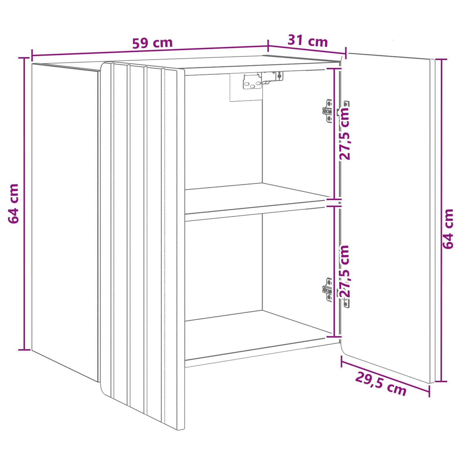 vidaXL Wandschrank Weiß 59 x 31 x 64 cm Holzwerkstoff