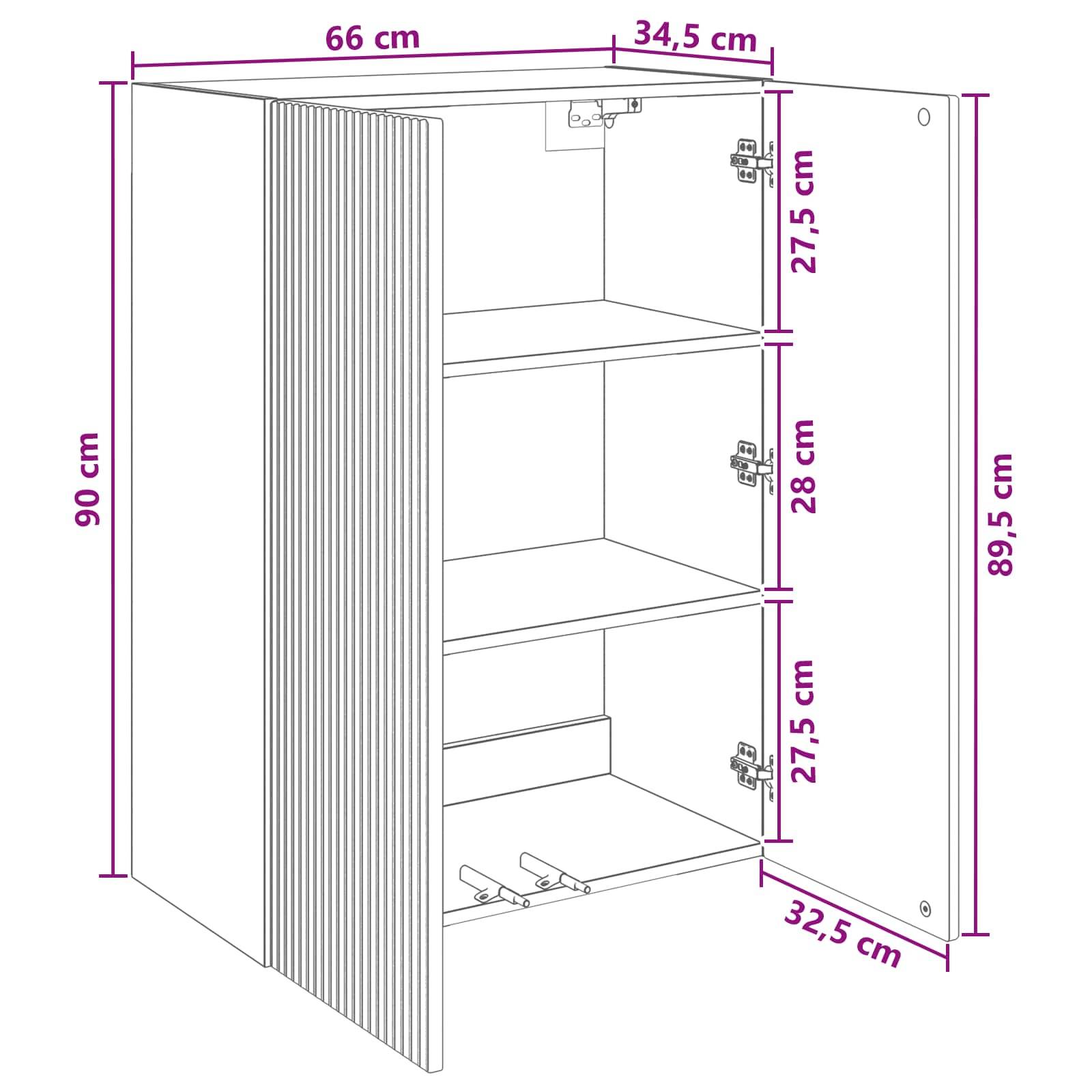 vidaXL Wandschrank Weiß 66 x 34,5 x 90 cm Holzwerkstoff