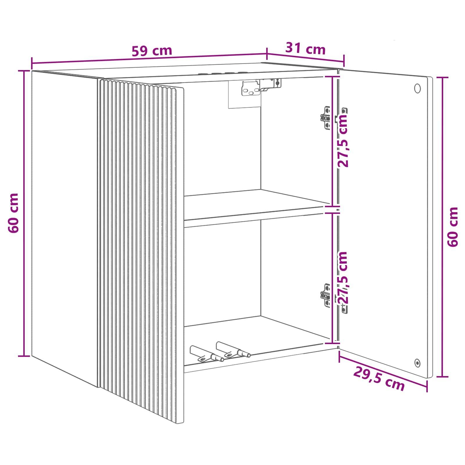 vidaXL Wandschrank Weiß 59 x 31 x 60 cm Holzwerkstoff
