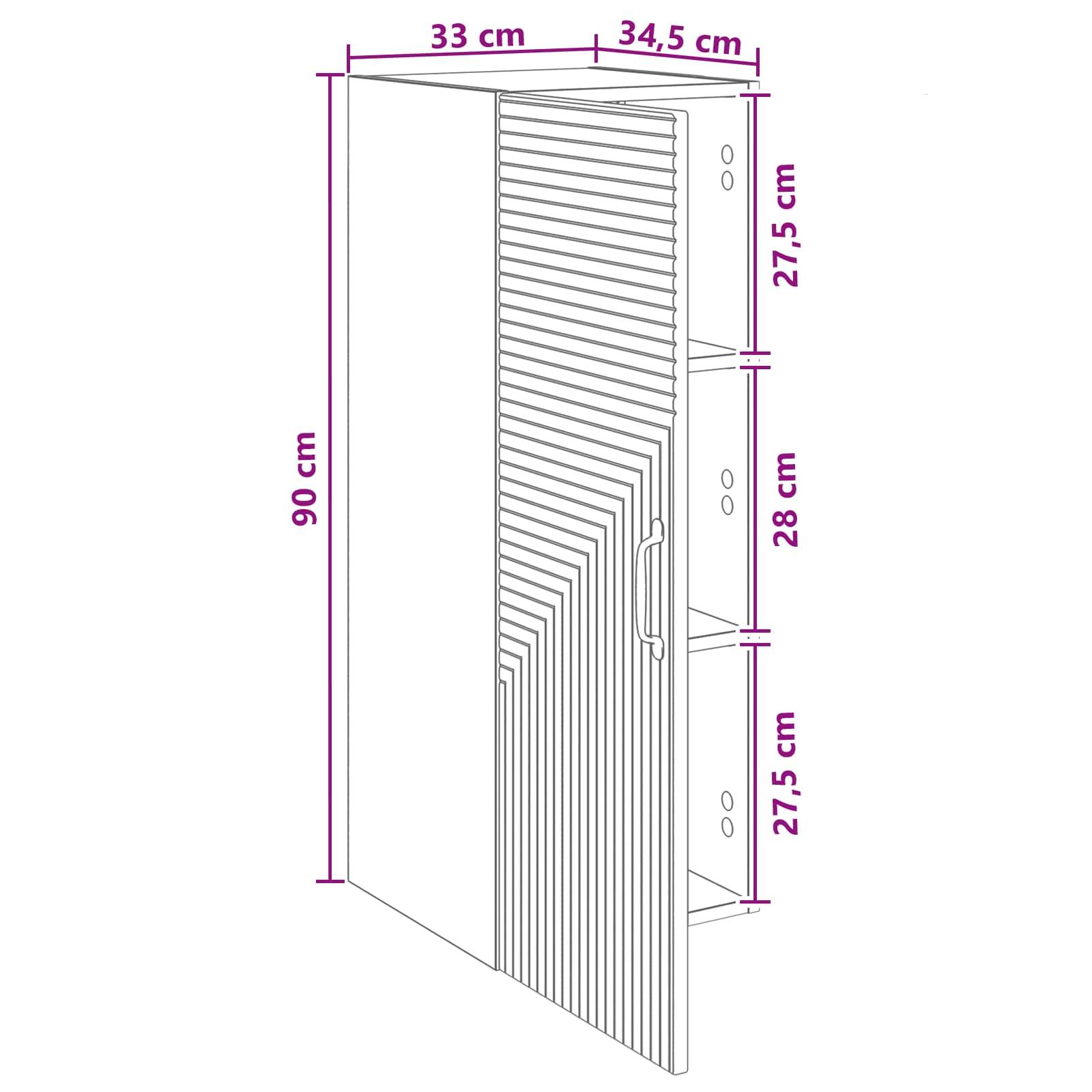 vidaXL Wandschrank Weiß 33 x 34,5 x 90 cm Holzwerkstoff