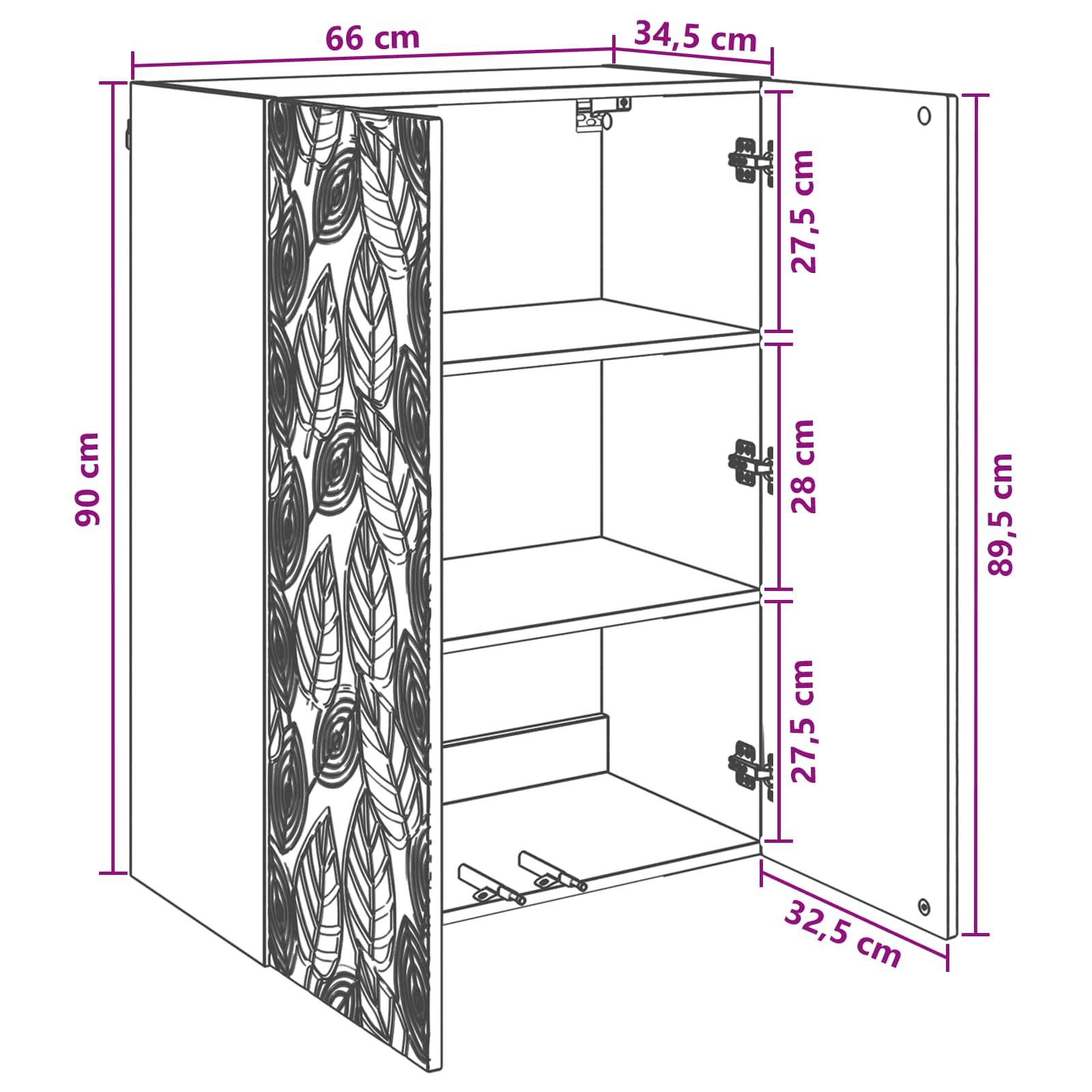 vidaXL Wandschrank Weiß 66 x 34,5 x 90 cm Holzwerkstoff
