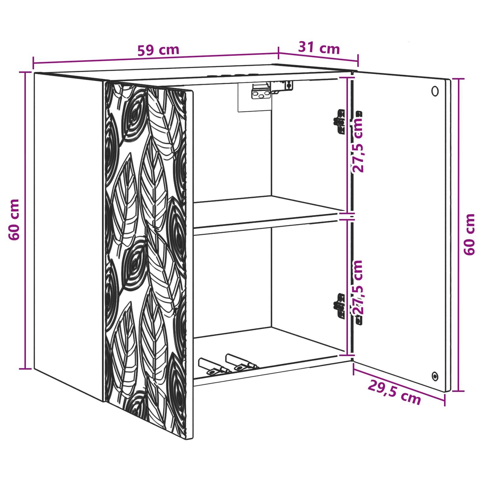 vidaXL Wandschrank Betongrau 59 x 31 x 60 cm Holzwerkstoff