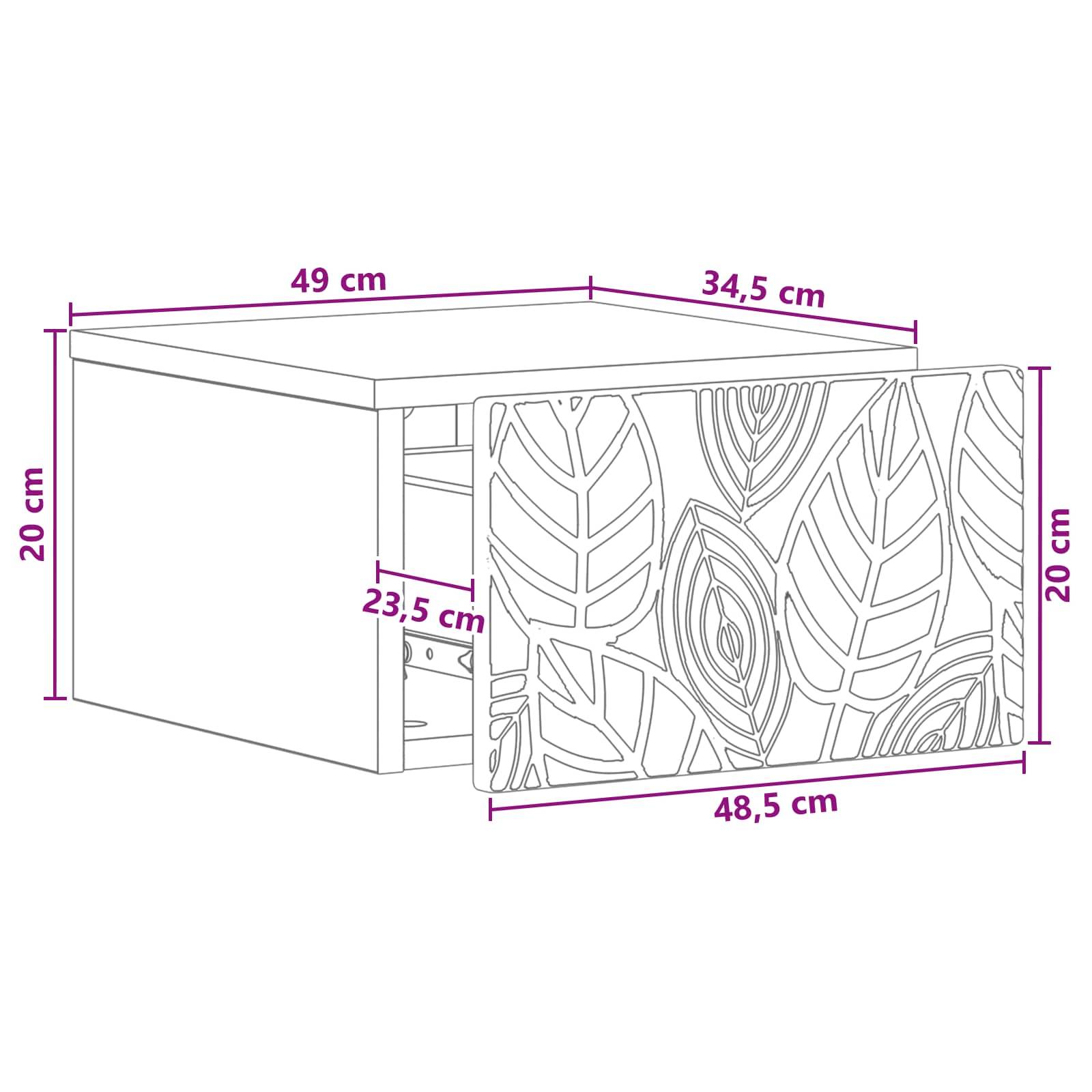vidaXL Wandmontierter Nachttisch 2 pcs Weiß 49 x 34,5 x 20 cm