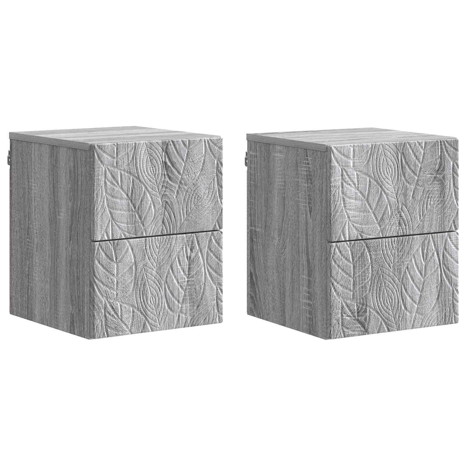 vidaXL Wandmontierter Nachttisch 2 pcs Grau Sonoma 34,5 x 33 x 40 cm