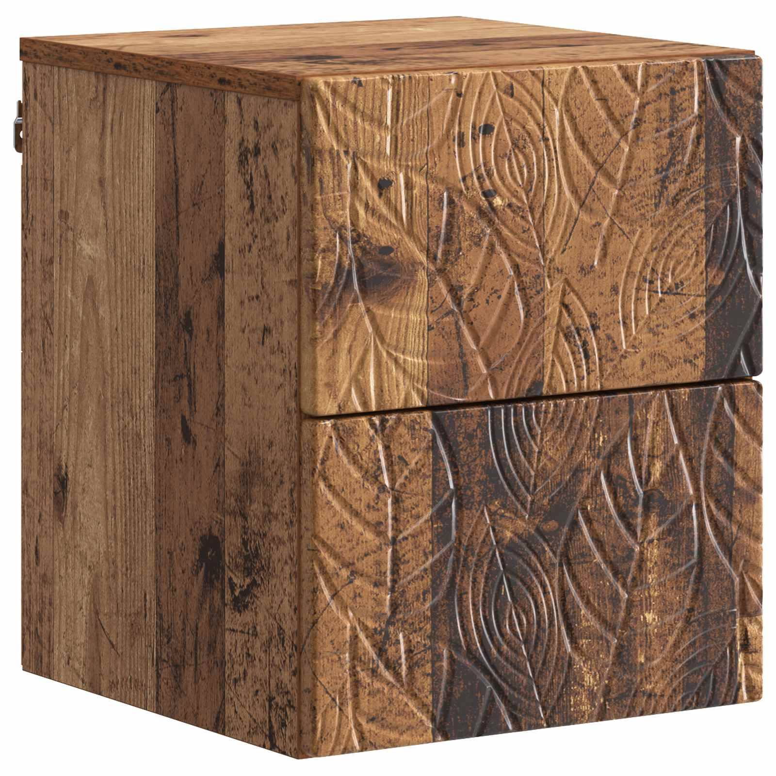 vidaXL Wandmontierter Nachttisch Altholz 34,5 x 33 x 40 cm