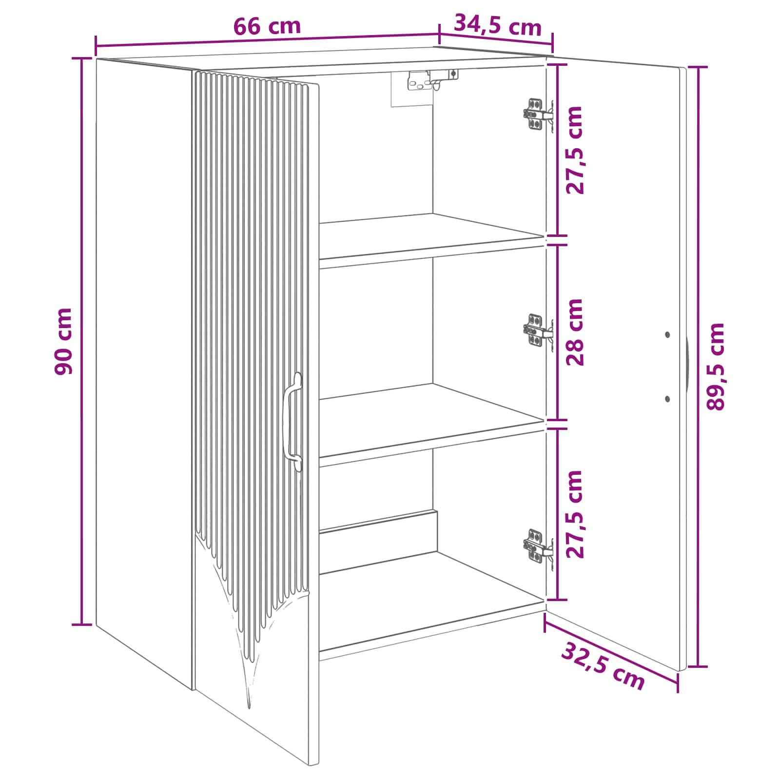 vidaXL Wandschrank Schwarz 66 x 34,5 x 90 cm Holzwerkstoff