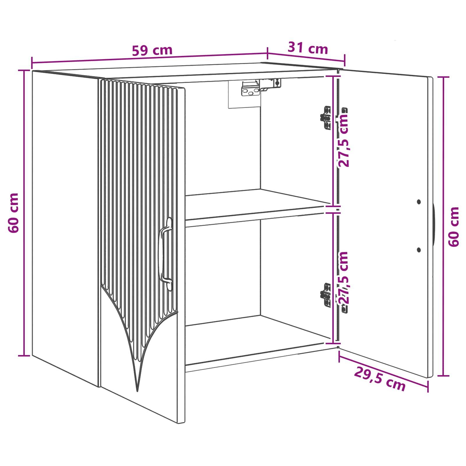 vidaXL Wandschrank Schwarz 59 x 31 x 60 cm Holzwerkstoff