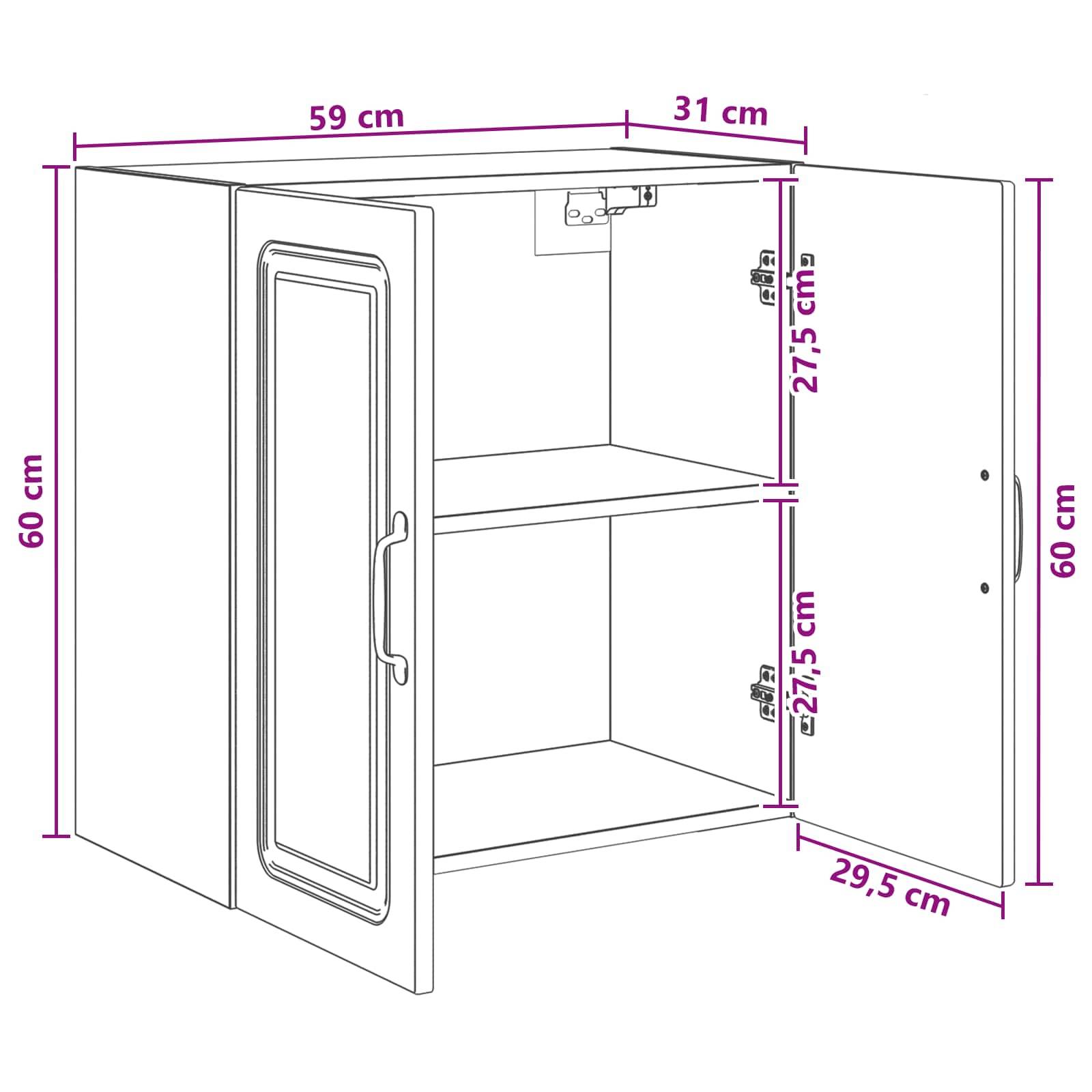 vidaXL Wandschrank Schwarz 59 x 31 x 60 cm Holzwerkstoff