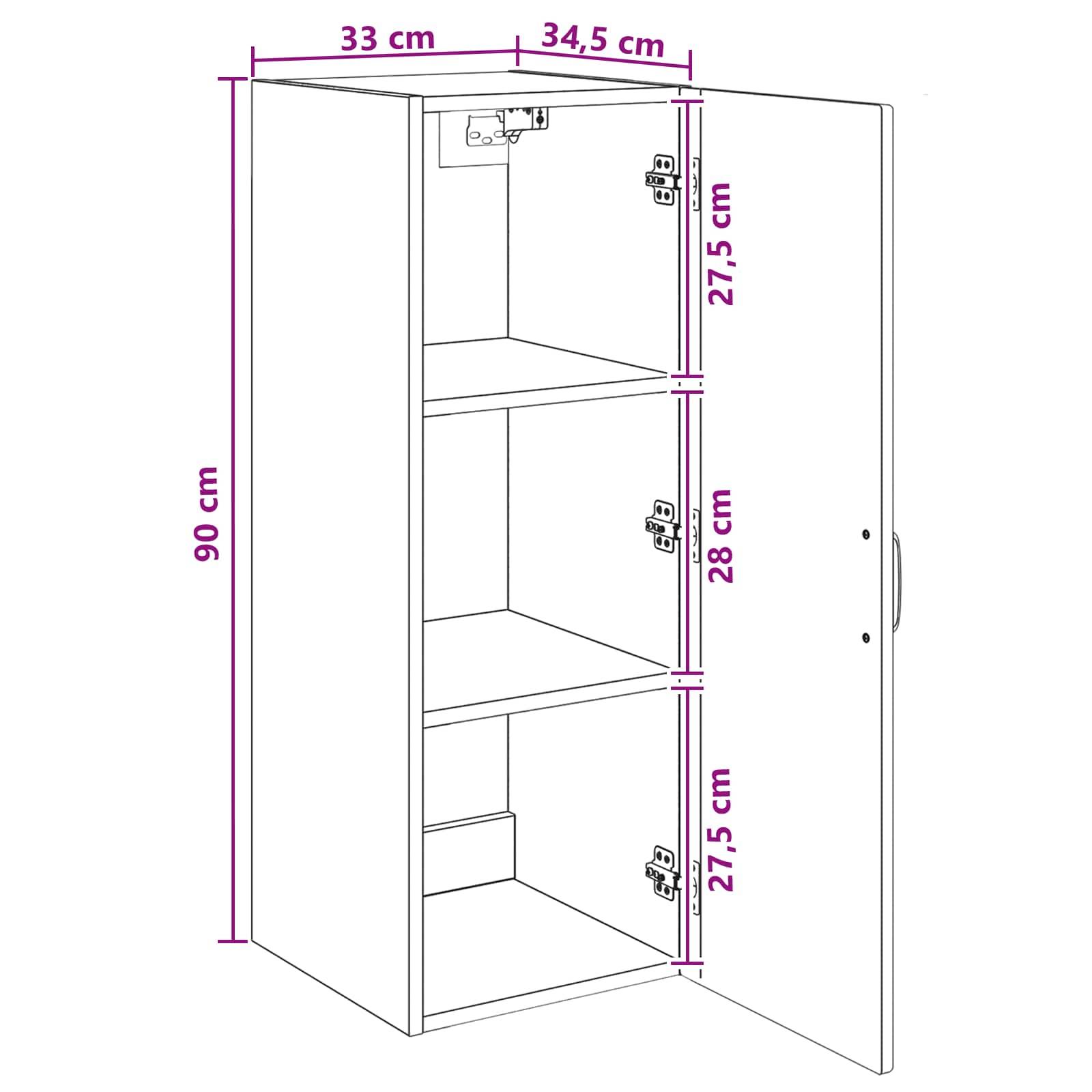 vidaXL Wandschrank Weiß 33 x 34,5 x 90 cm Holzwerkstoff