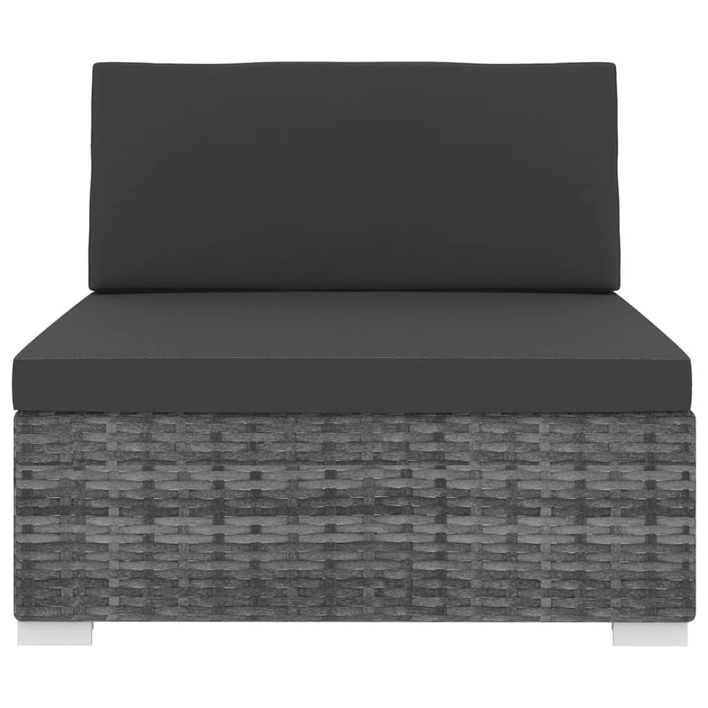 vidaXL Mittelsofa mit Kissen Modular Poly Rattan Grau