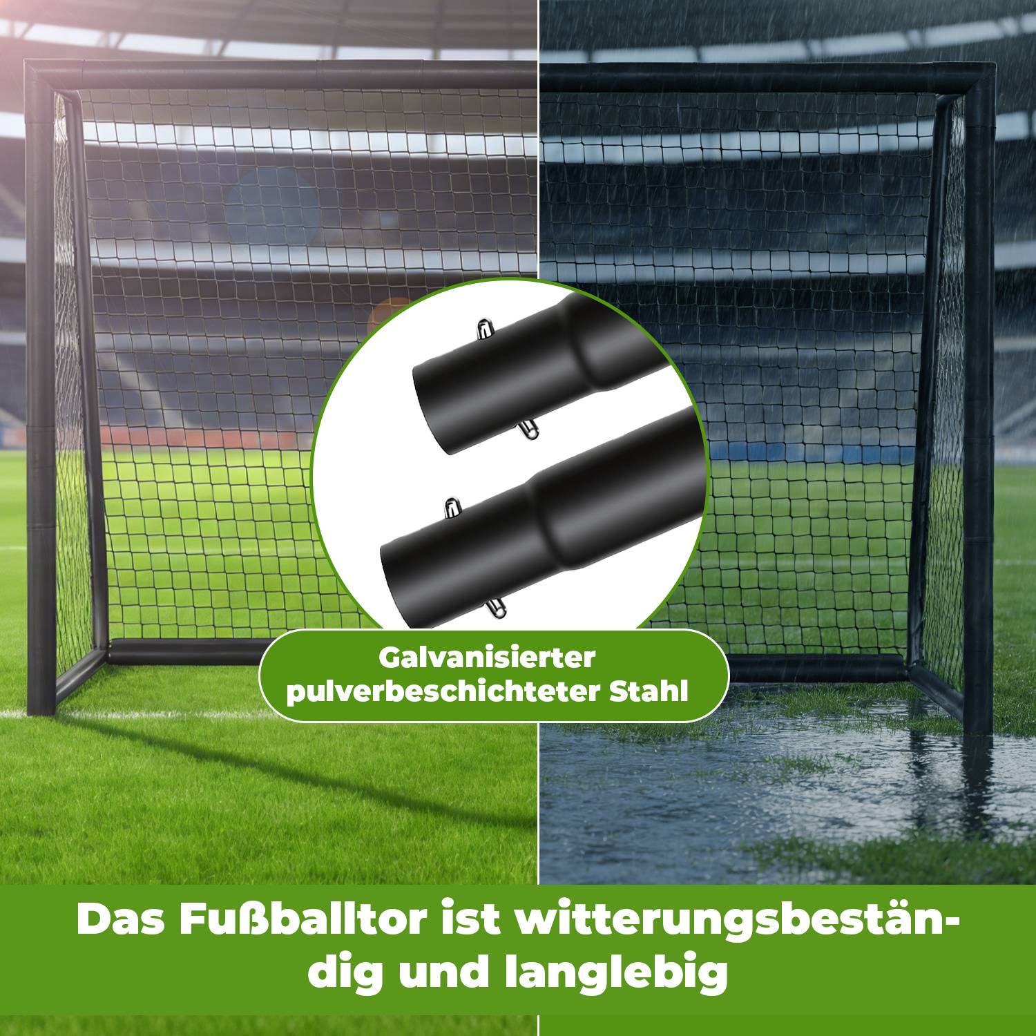 2er Set Fußballtor 180 x 120 x 60 cm – Kinder Fußballtor mit Torwand & Netz, stabiles Metalltor für Garten & Indoor, Schwarz